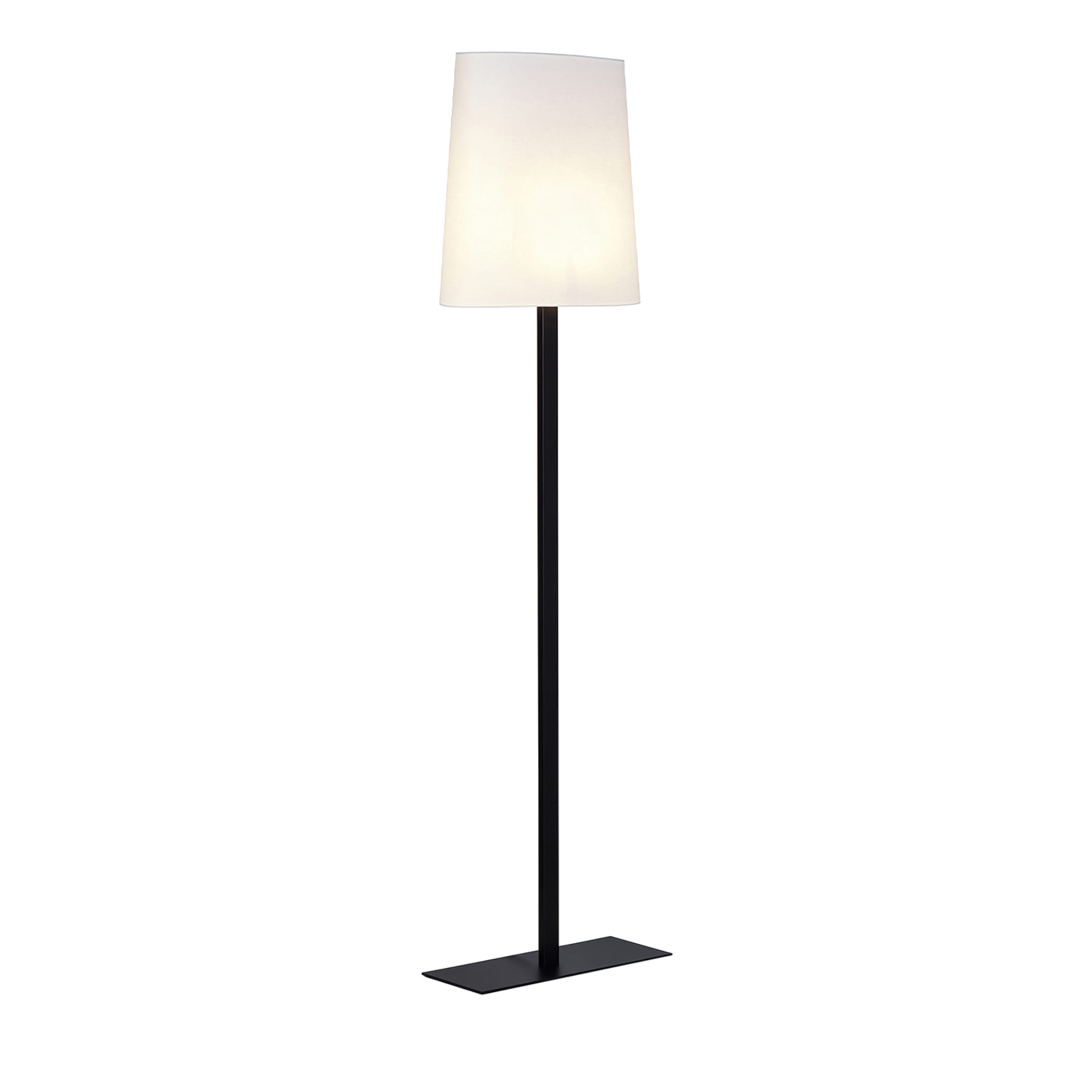 Ovale Matte-Black Floor Lamp with White Cotton Shade - Main view