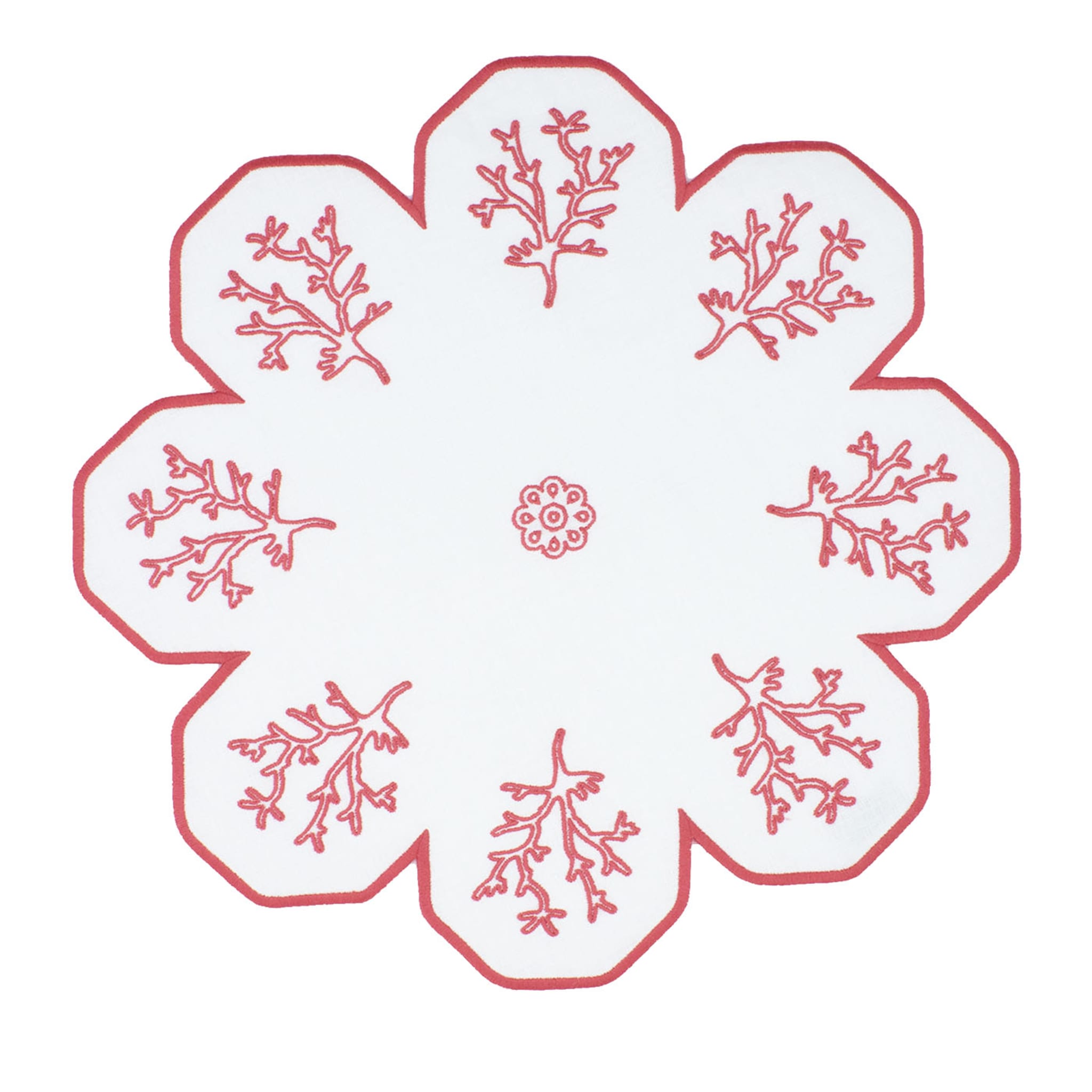 Corallo Rosa Set di 2 tovagliette di servizio bianche a forma di fiore - Vista principale