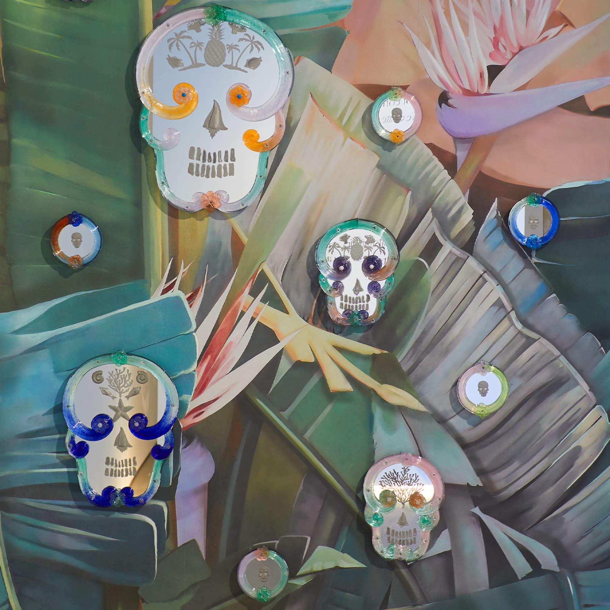 Espejo Pop Skull verde y púrpura por Bradley Theodore - Vista alternativa 1