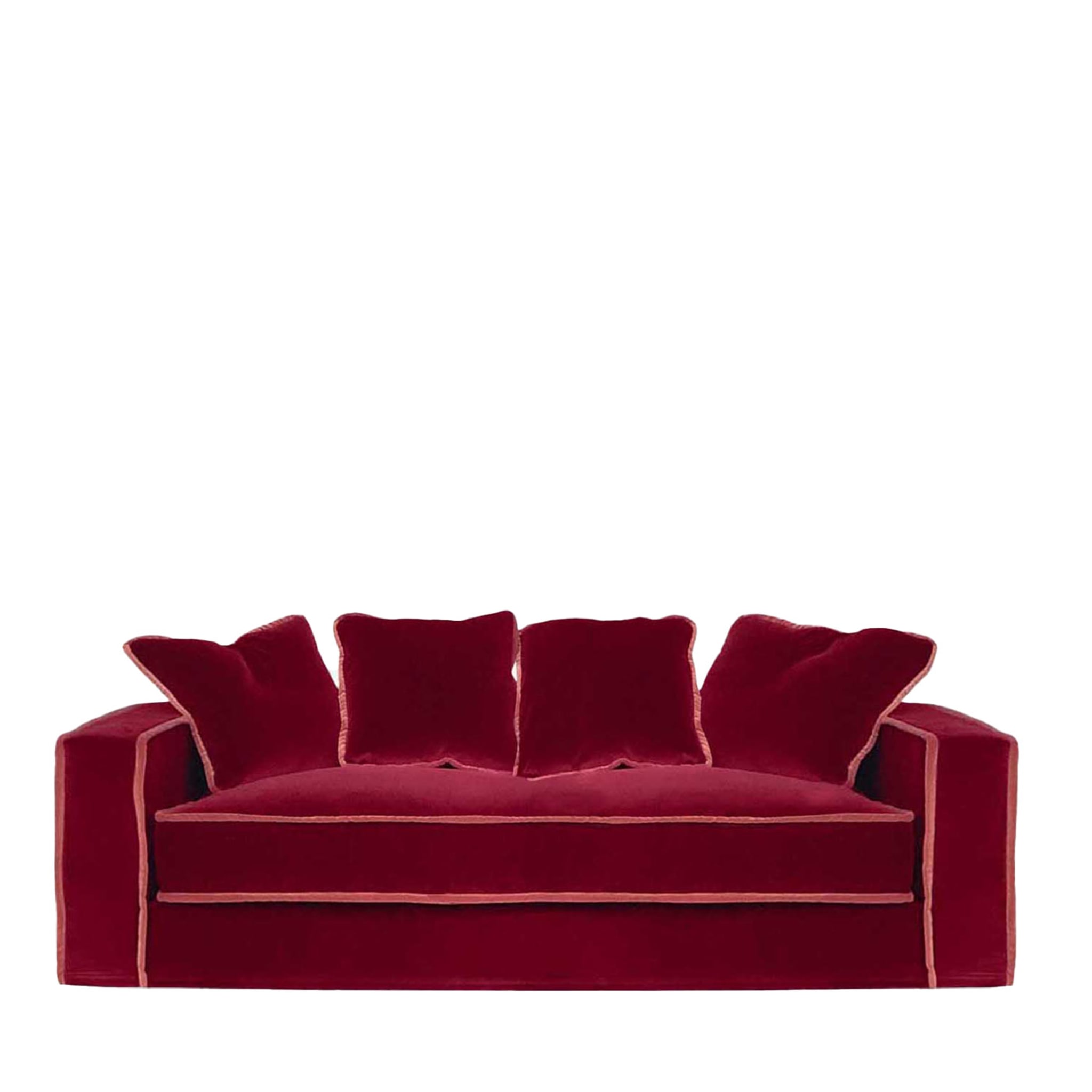 Rafaella Red & Orange Velvet 2 Seater Sofa - Main view