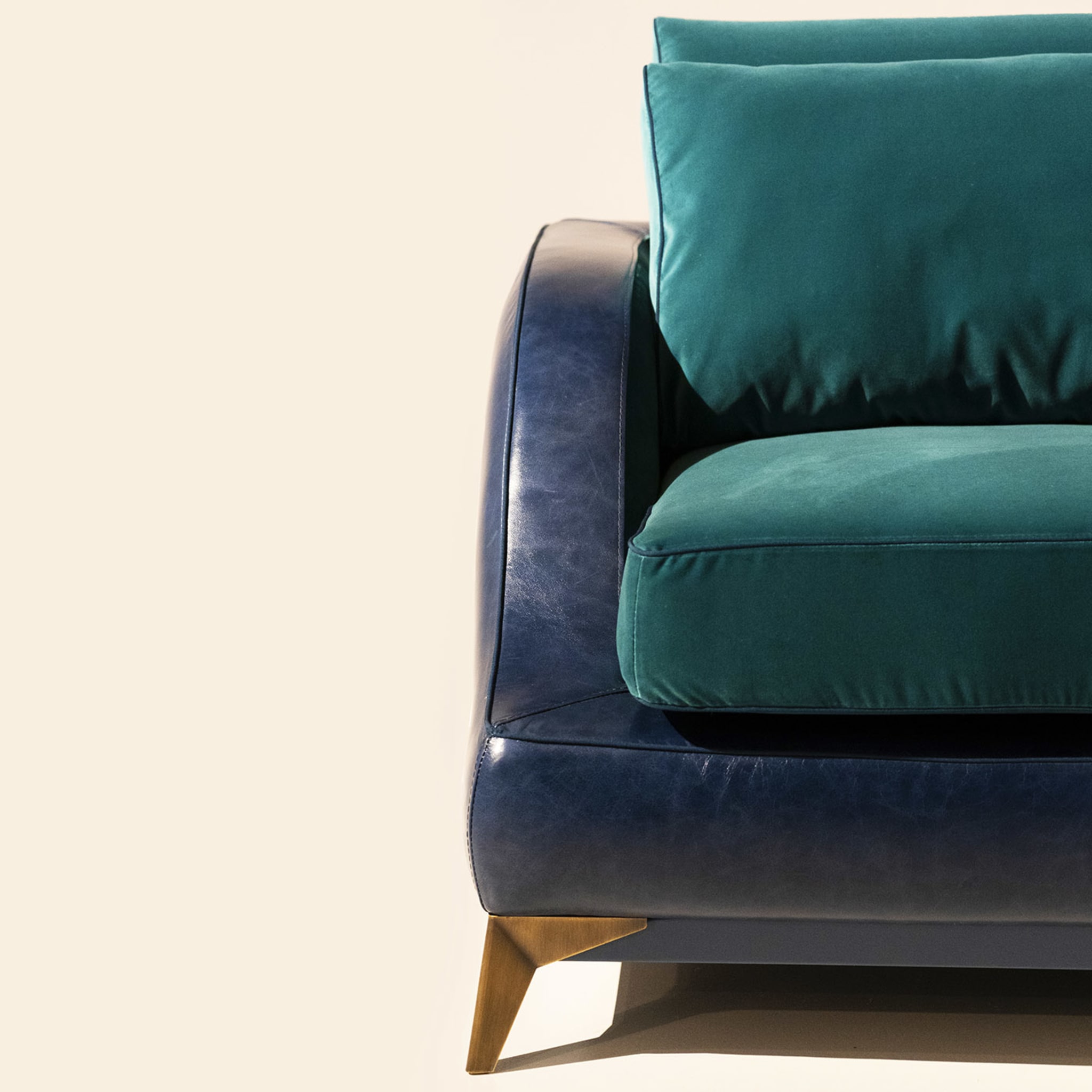 Couch-Sofa mit Leder- und Stoffkombination - Alternative Ansicht 4