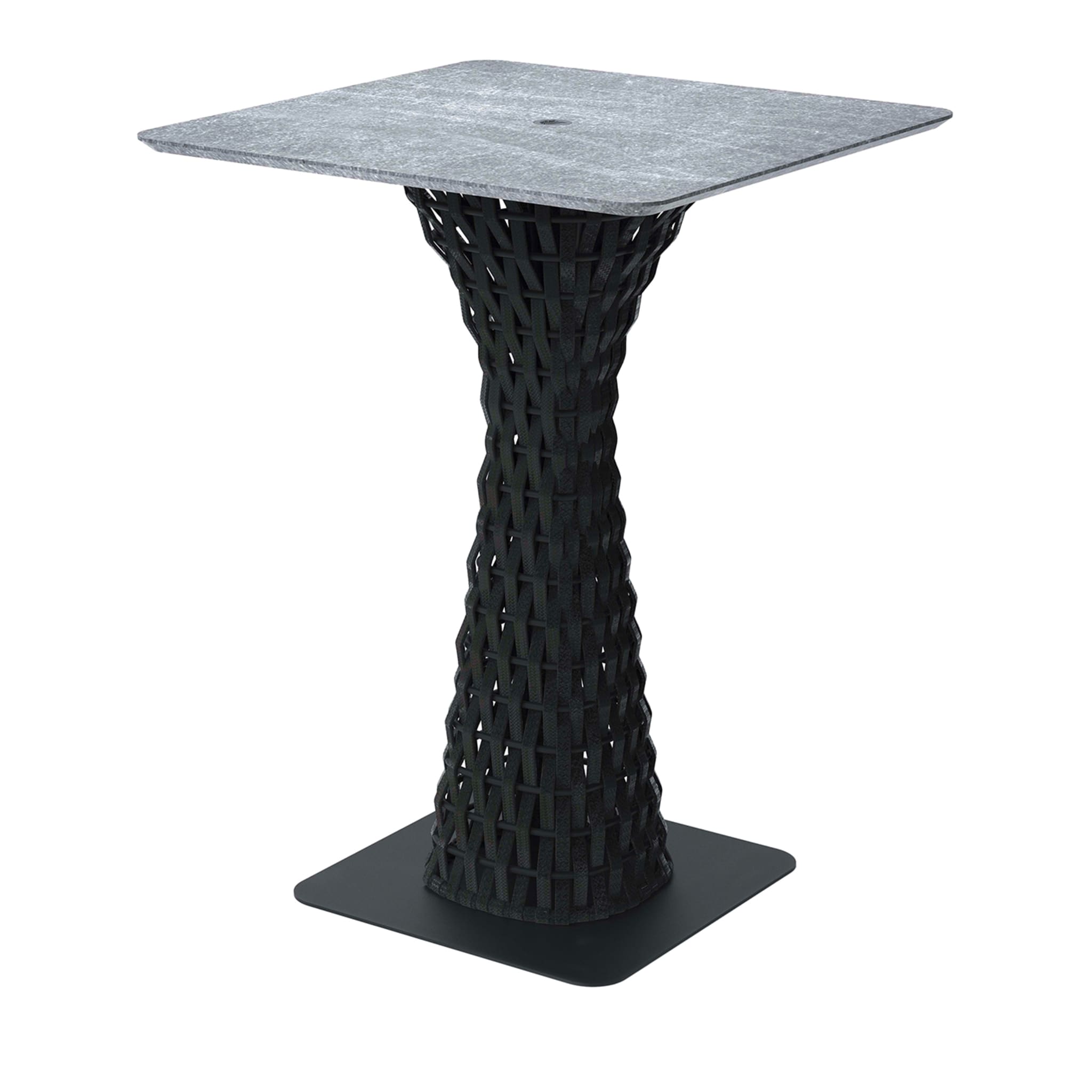 Stone Top Black Outdoor Bar Table - Main view