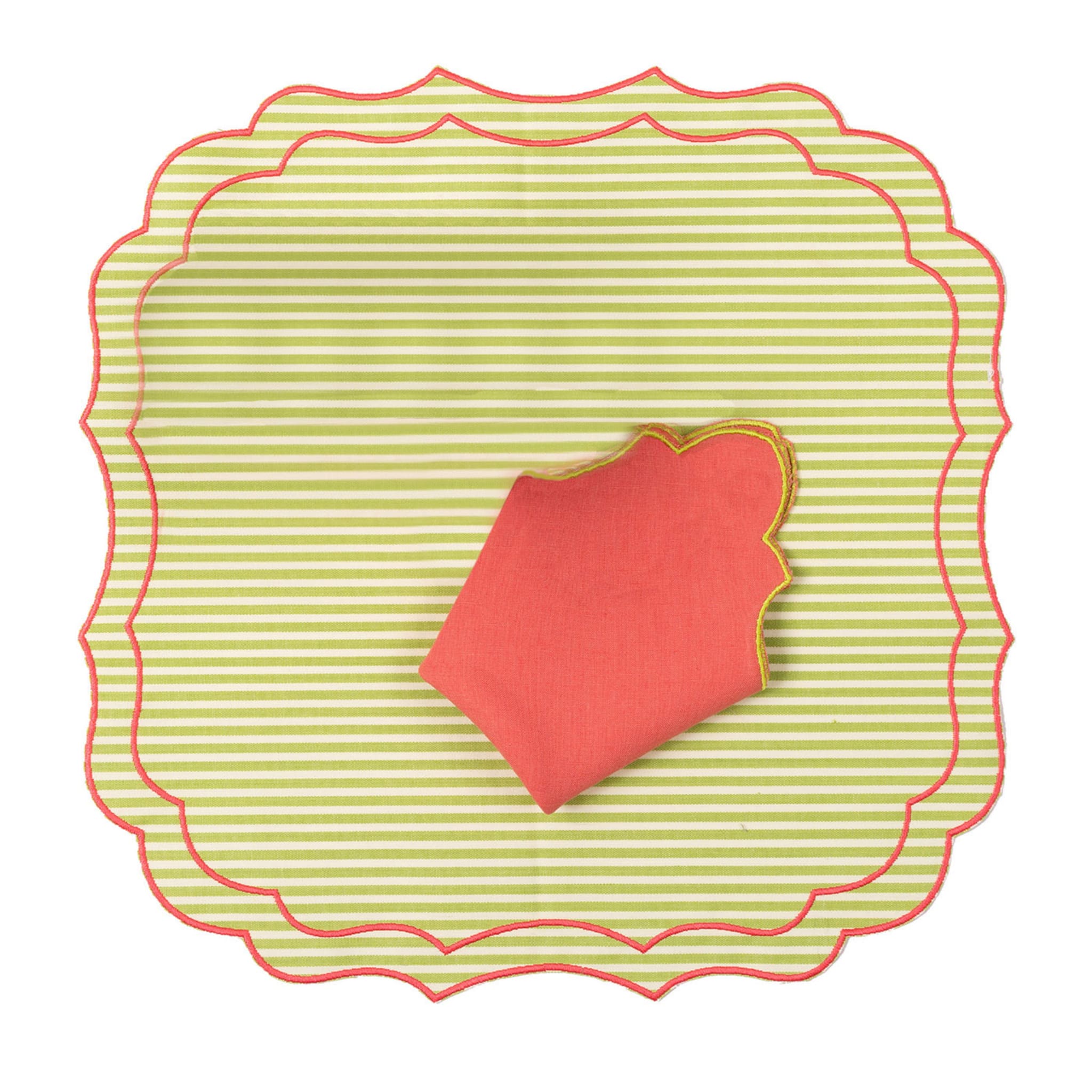 Napperon et serviette de table Krinkle Mr Stripes Green & Red - Vue principale