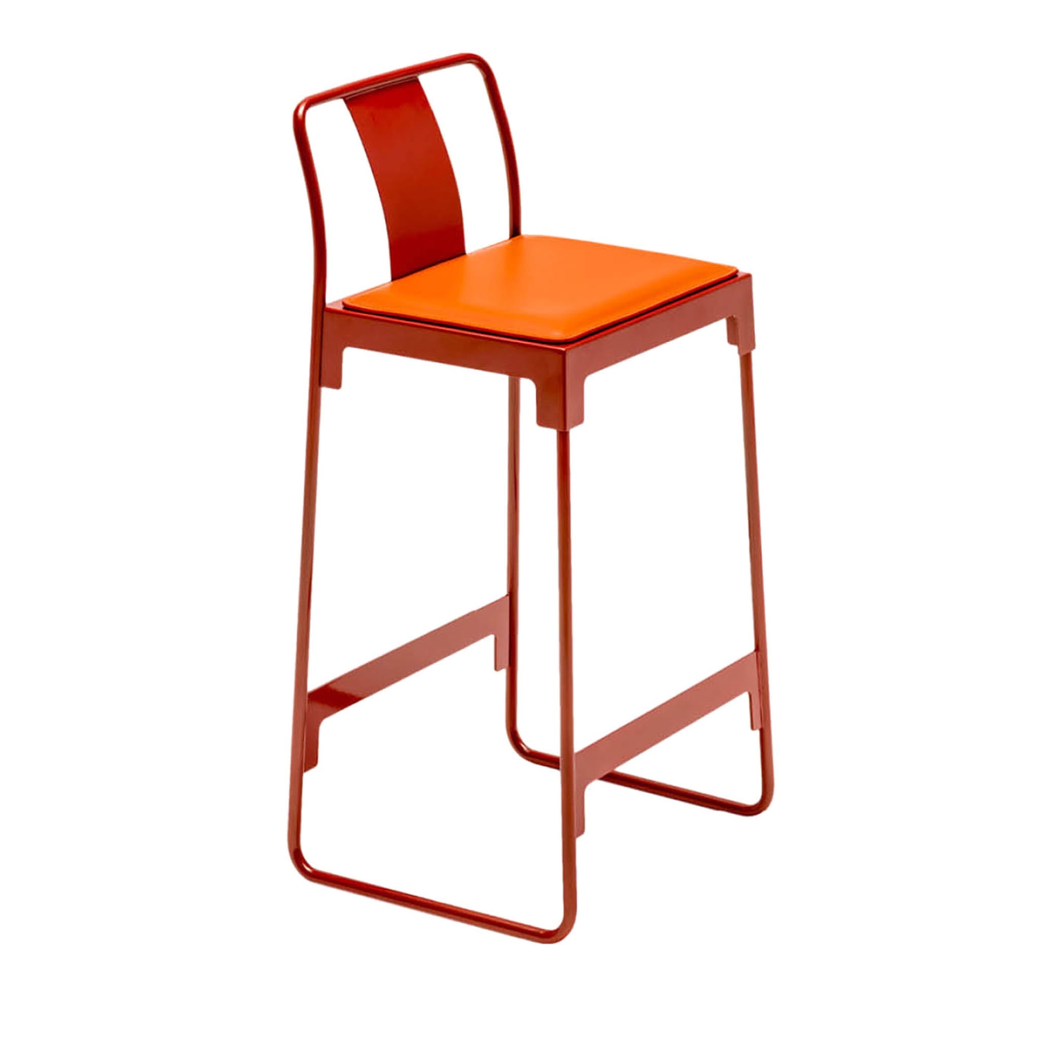 Mingx Low Orange Stool with Backrest by Konstantin Grcic - Main view