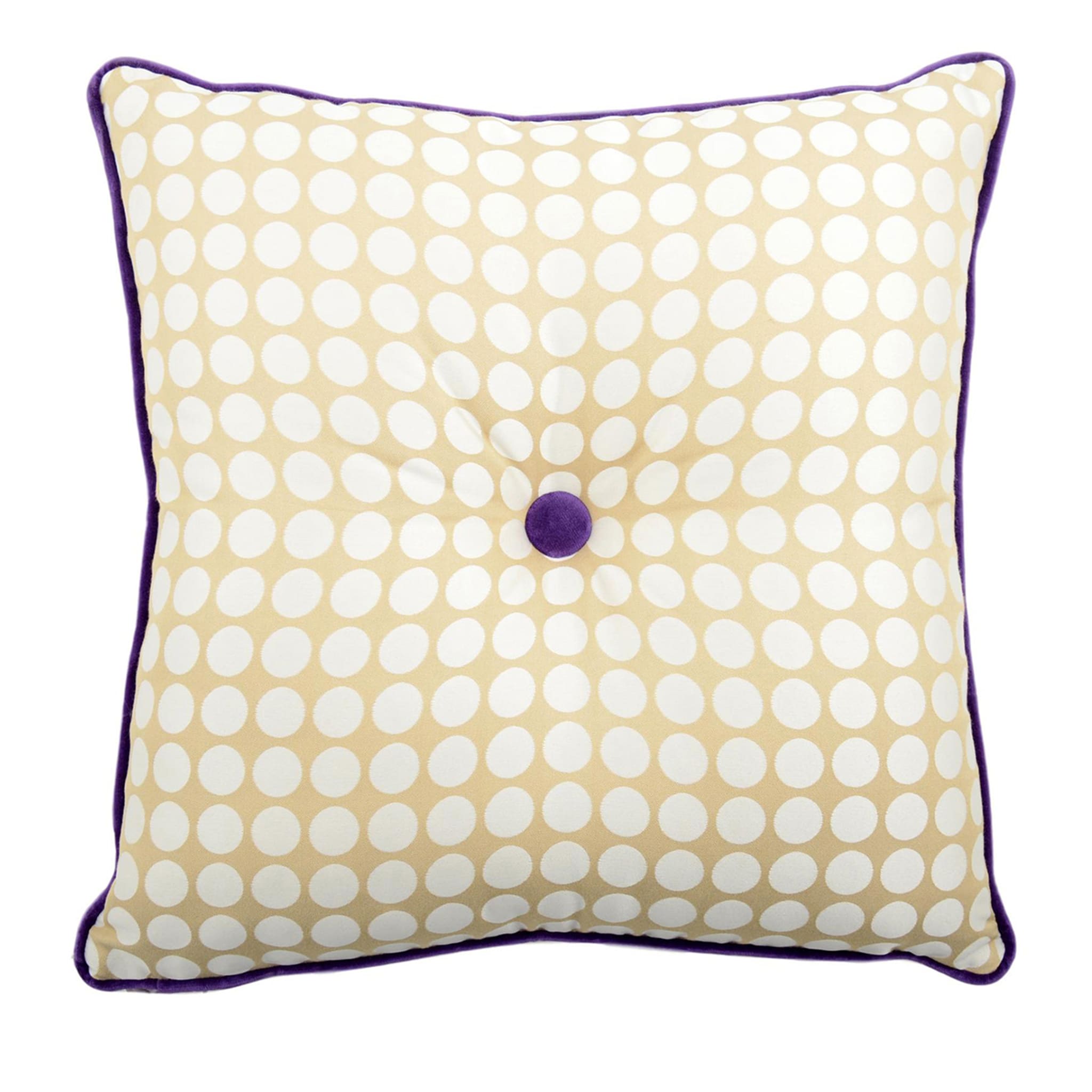 Beige Carrè Cushion in Polka Dots Jacquard Fabric - Main view
