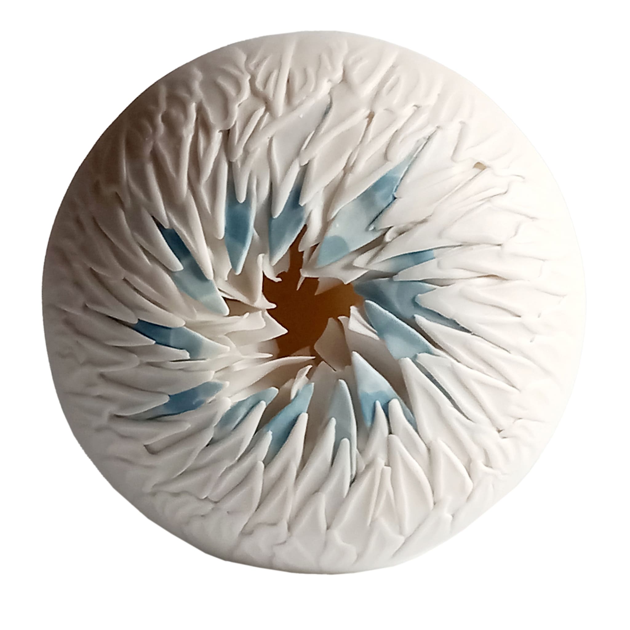 SEA URCHIN WALL SCULPTURE - WHITE AND LIGHT BLUE - Main view