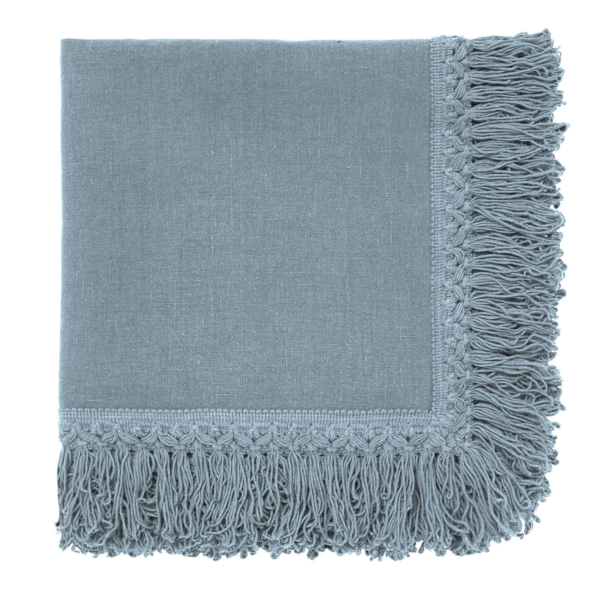 Lot de 4 serviettes de table bleu clair à longues franges - Vue principale