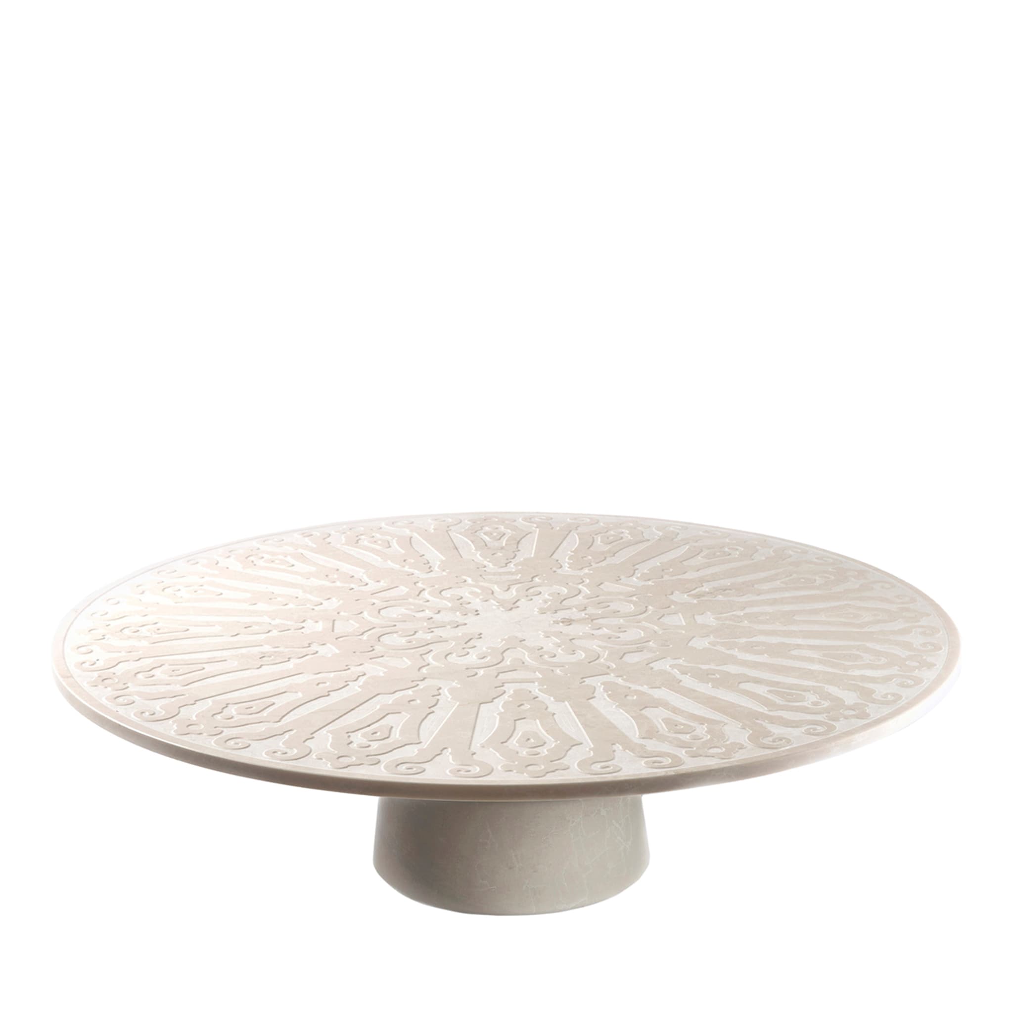 Tavolino Aragona in marmo bianco perlato di Roberto Semprini - Vista principale