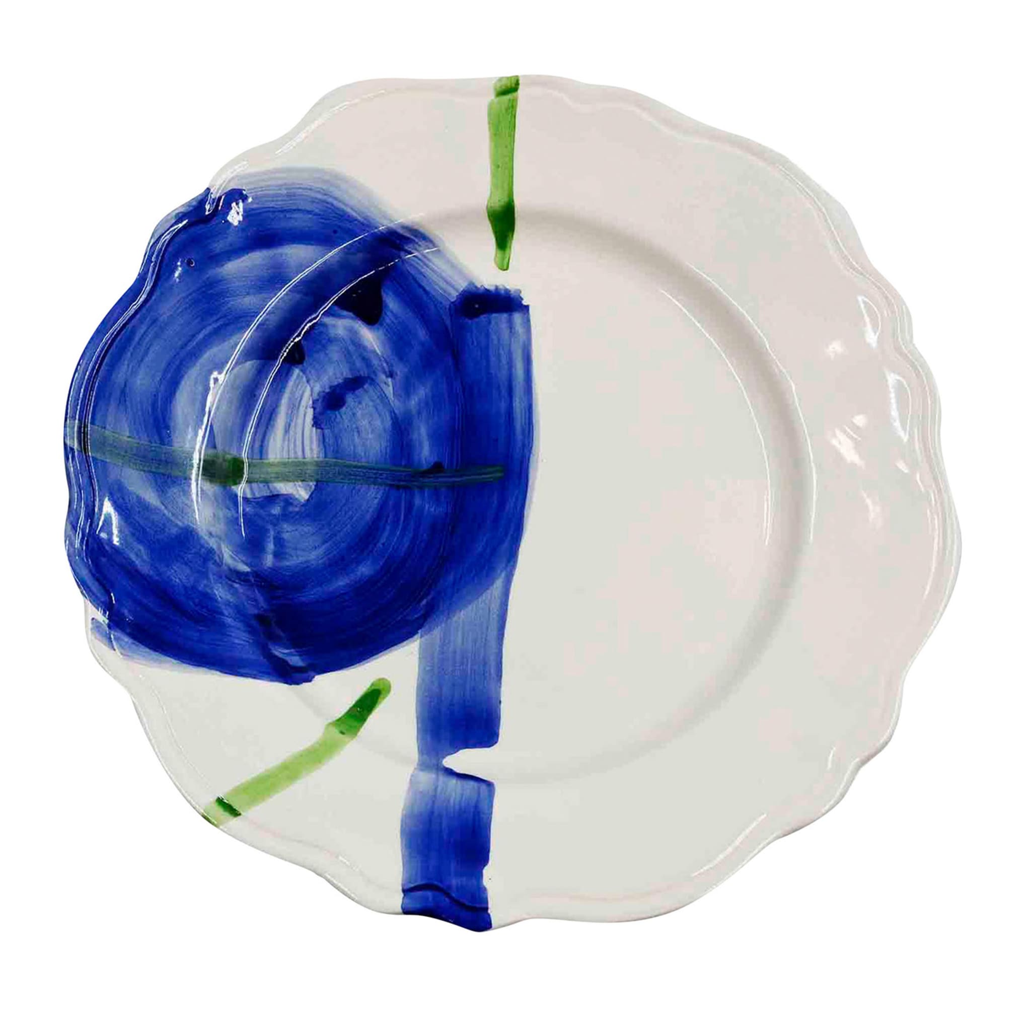 Set of 2 Blue & Green Brushstrokes Dinner Plates - Main view
