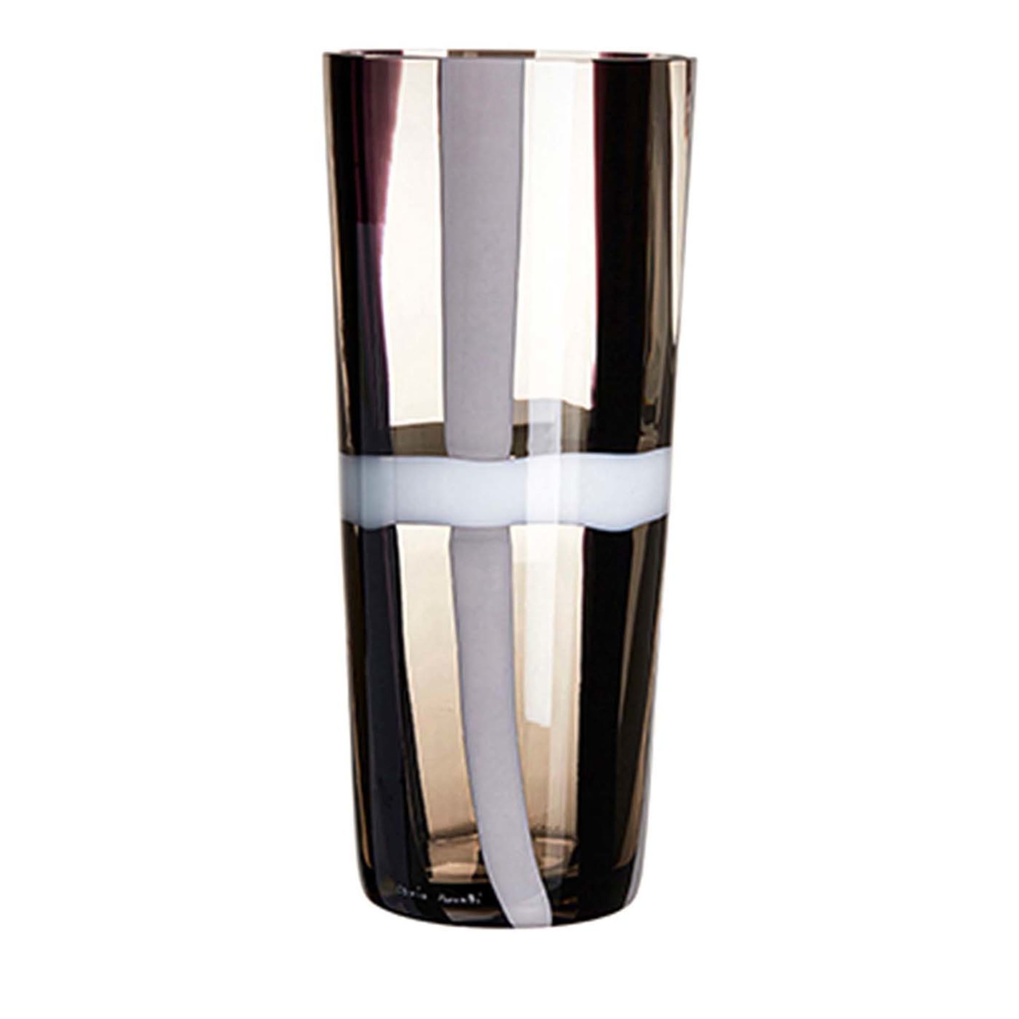 Troncocono Small Black-and-White Stripes Vase by Carlo Moretti - Main view