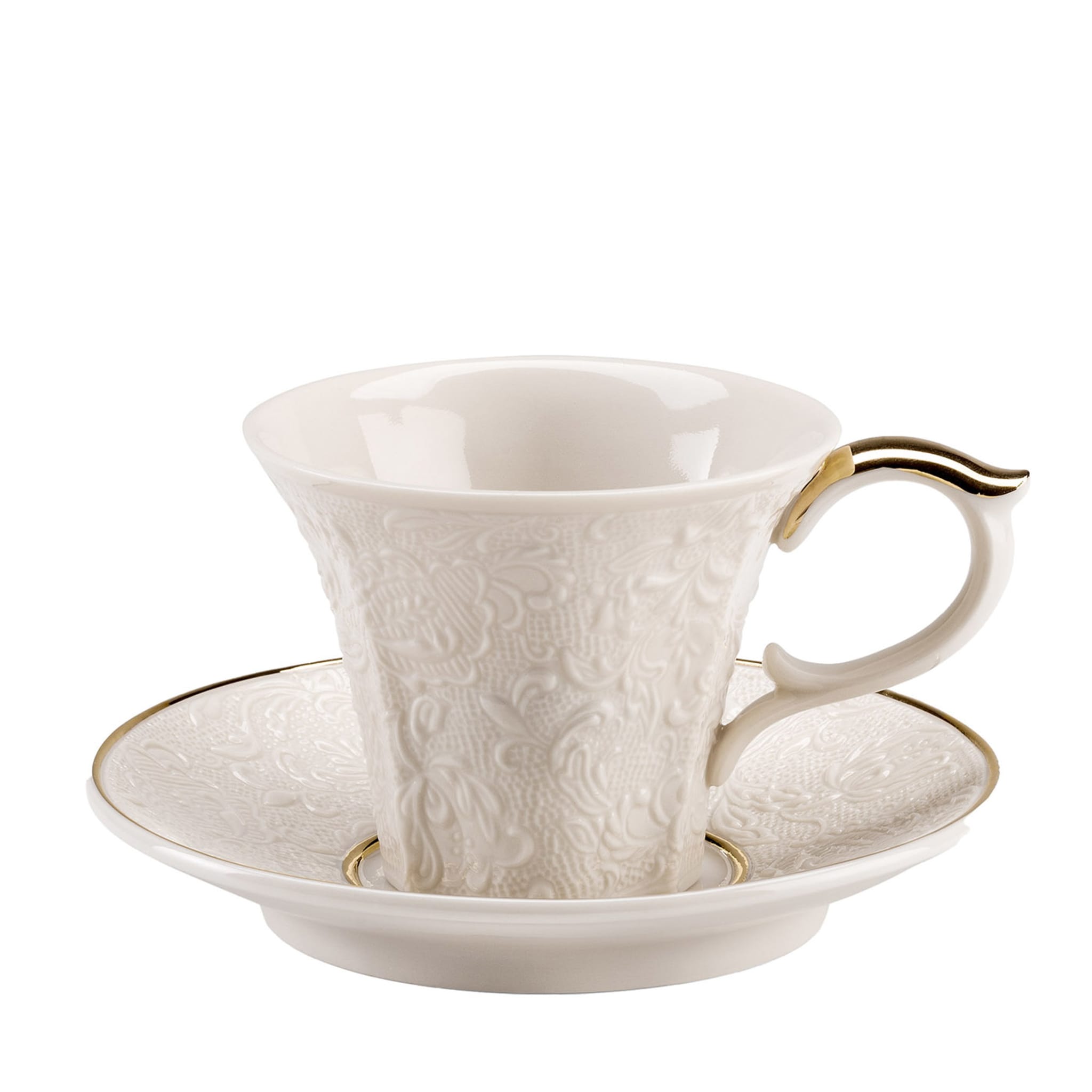 Damasco Weiß &amp; Gold Teetasse mit Untertasse - Hauptansicht