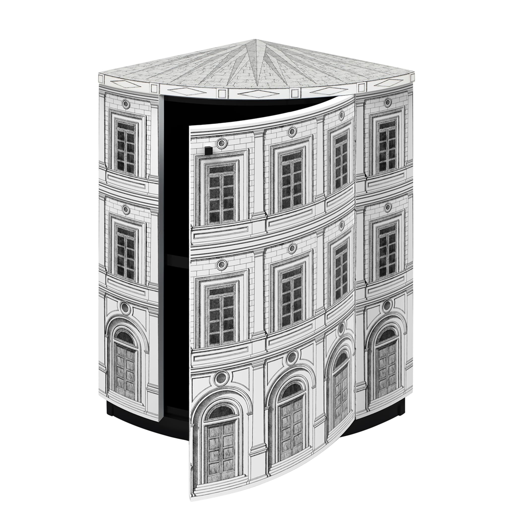 Architettura Black And White Corner Cabinet Fornasetti | Artemest