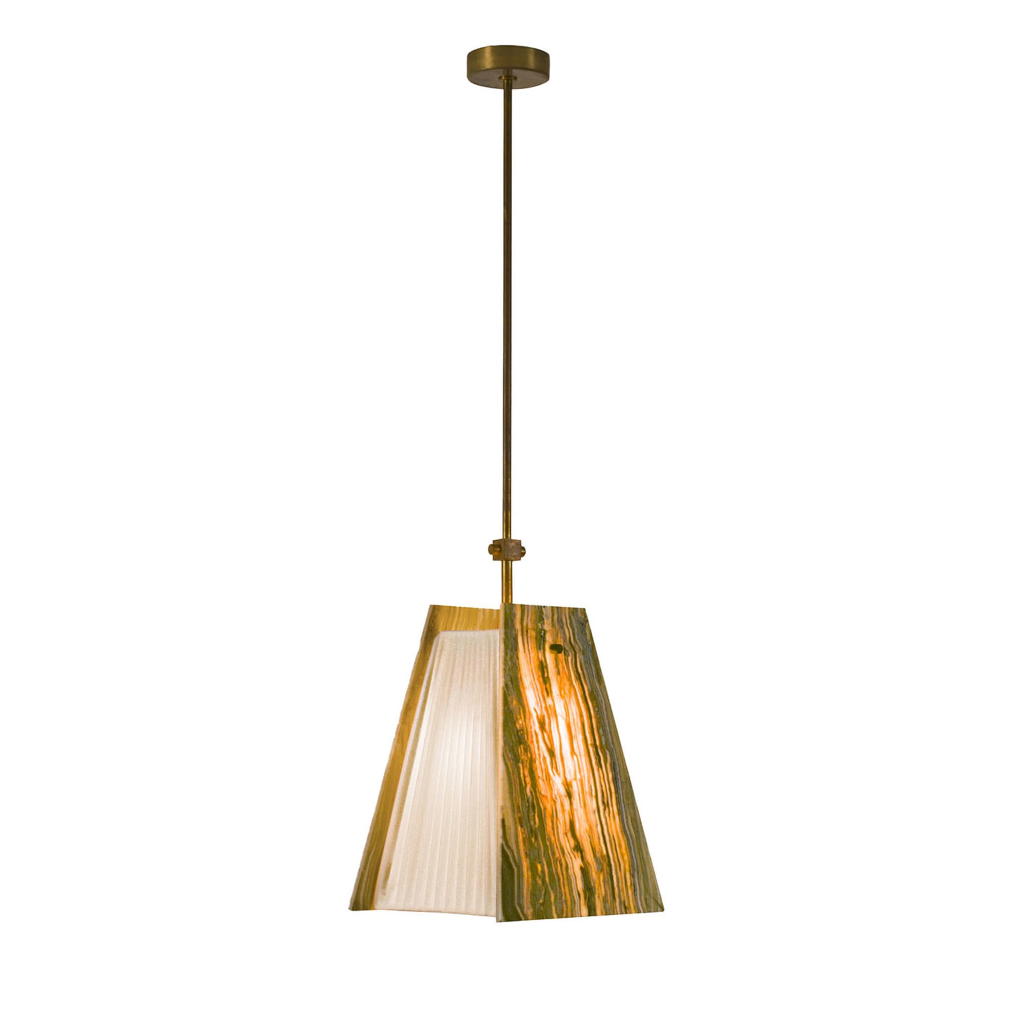 Fairy Pleated Fabric and Marble Pendant Lamp - Main view