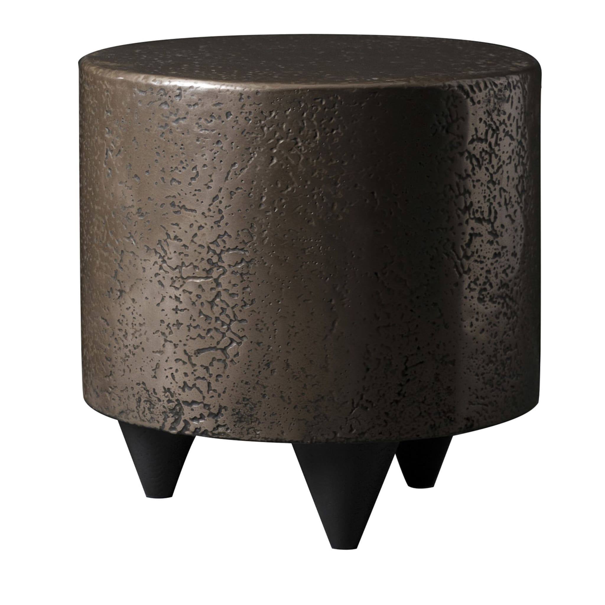 Low Bronze Pouf and Side Table #1 - Main view