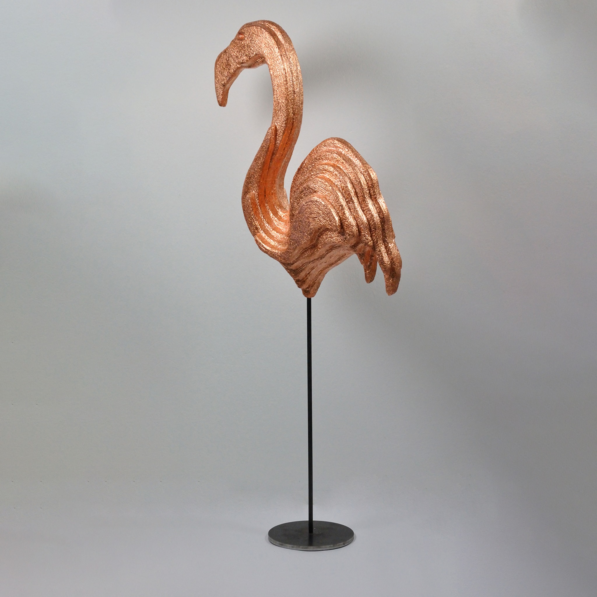 Pink Flamingo Coppery Sculpture - Alternative view 2