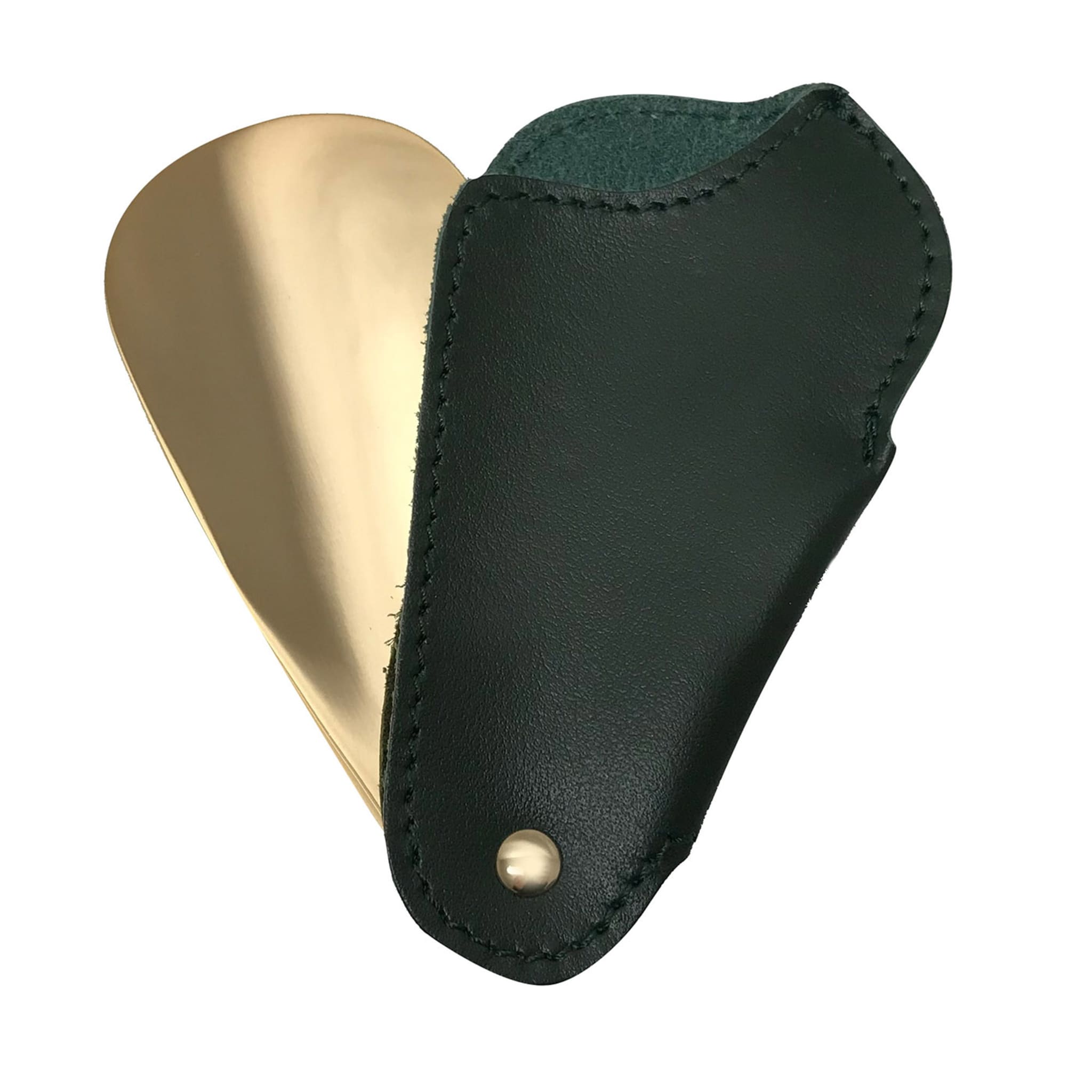 Green & Gold Hammered Leather Travel Shoe Horn - Main view