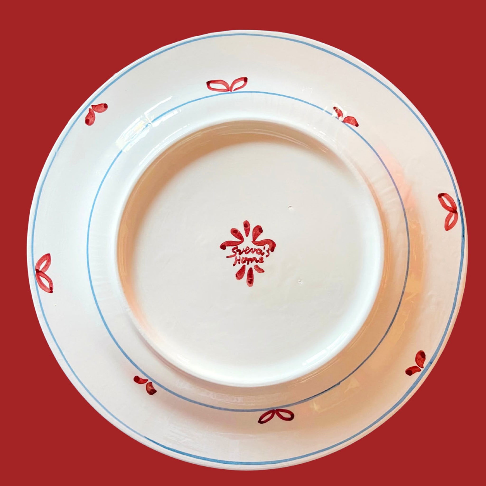 Set of 12 Ceramic Red Dining Plates - Alternative view 3