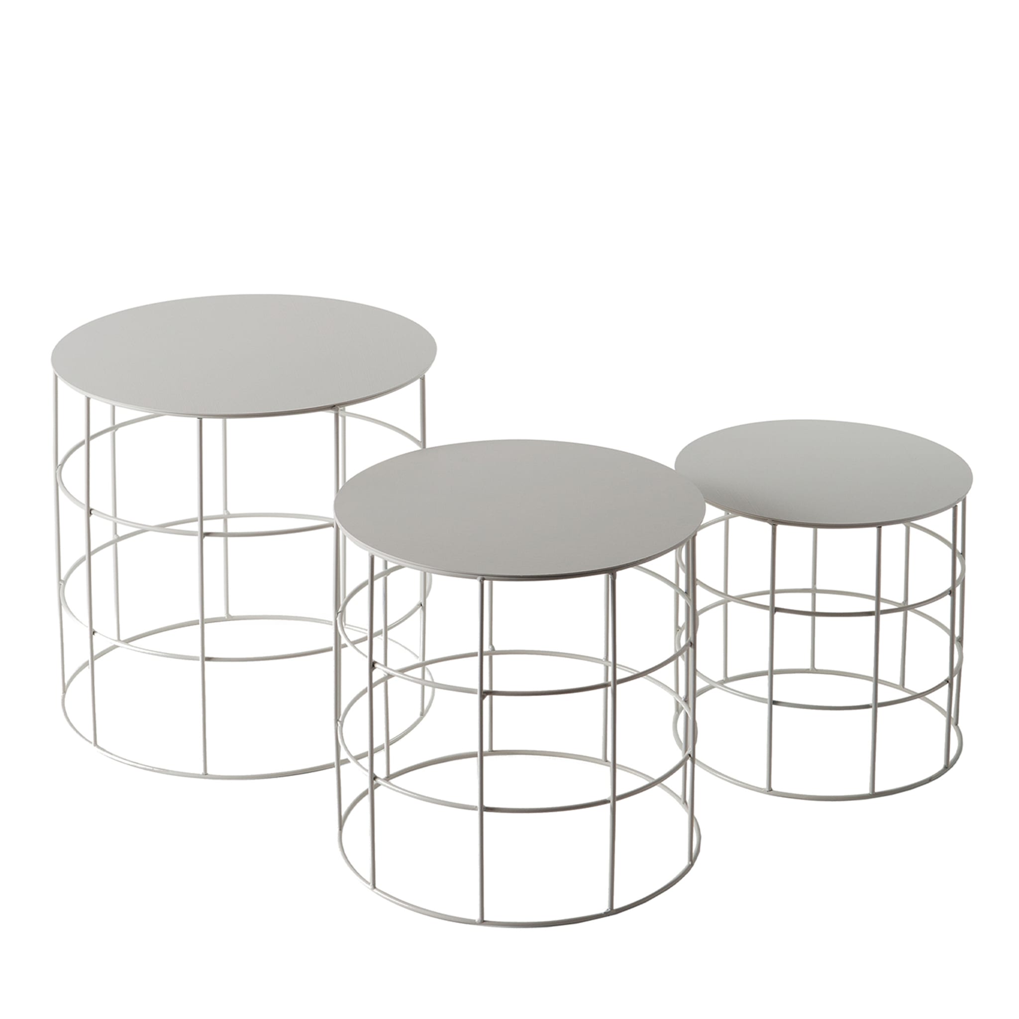 Reton Set of 3 White Round Side Tables - Main view