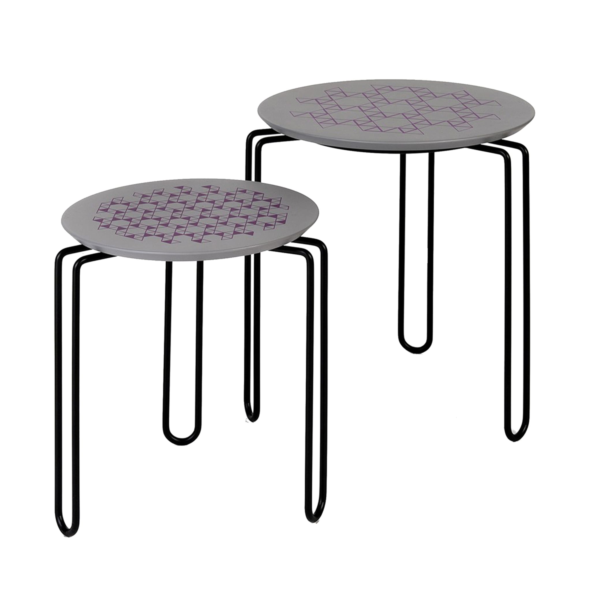 Set di 2 tavolini grigi e neri Caleido - Vista principale