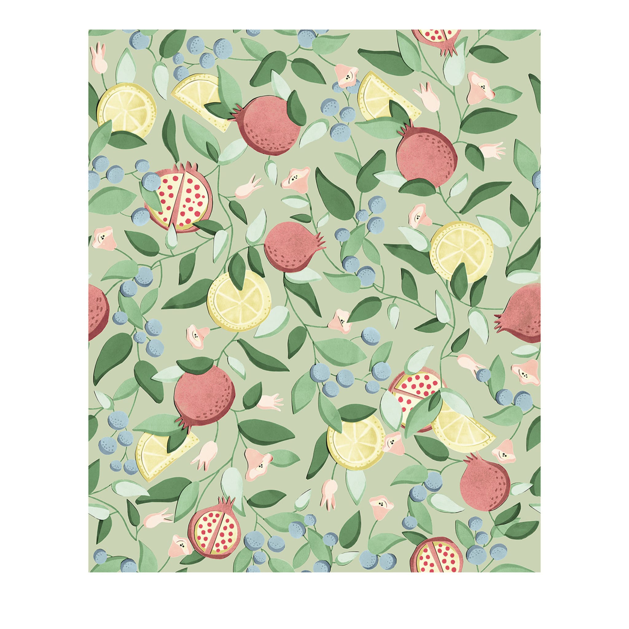 Flora Laurel-Green Malagranatum Wallpaper - Main view