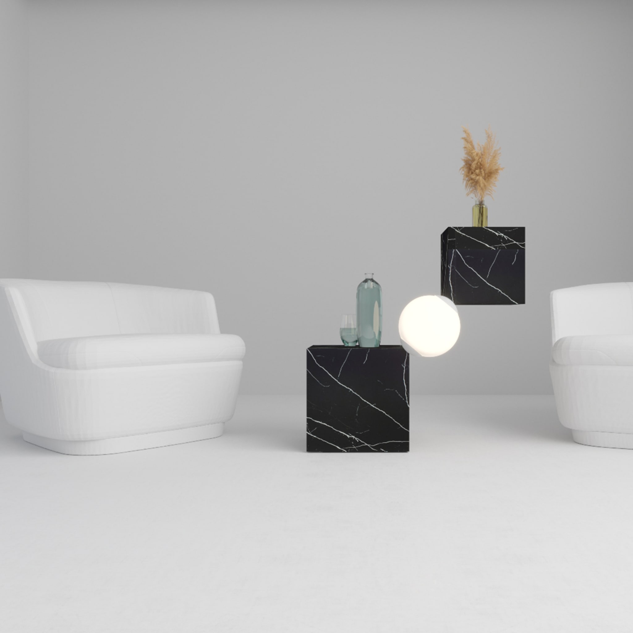 Table d'appoint et lampadaire CSD en marbre noir Par Sissy Daniele - Vue alternative 4