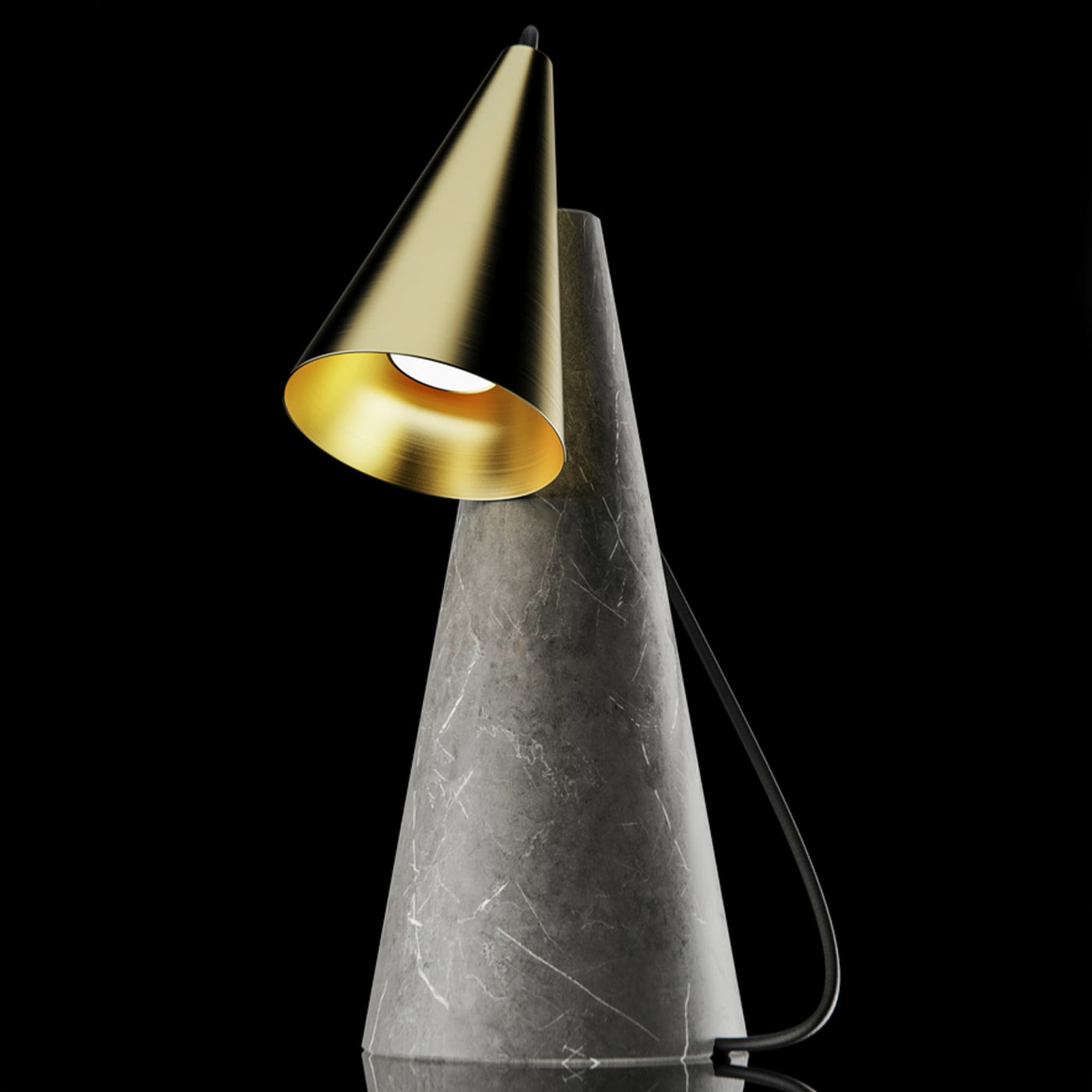 ED038 Grey Stone and Brass Table Lamp - Alternative view 2