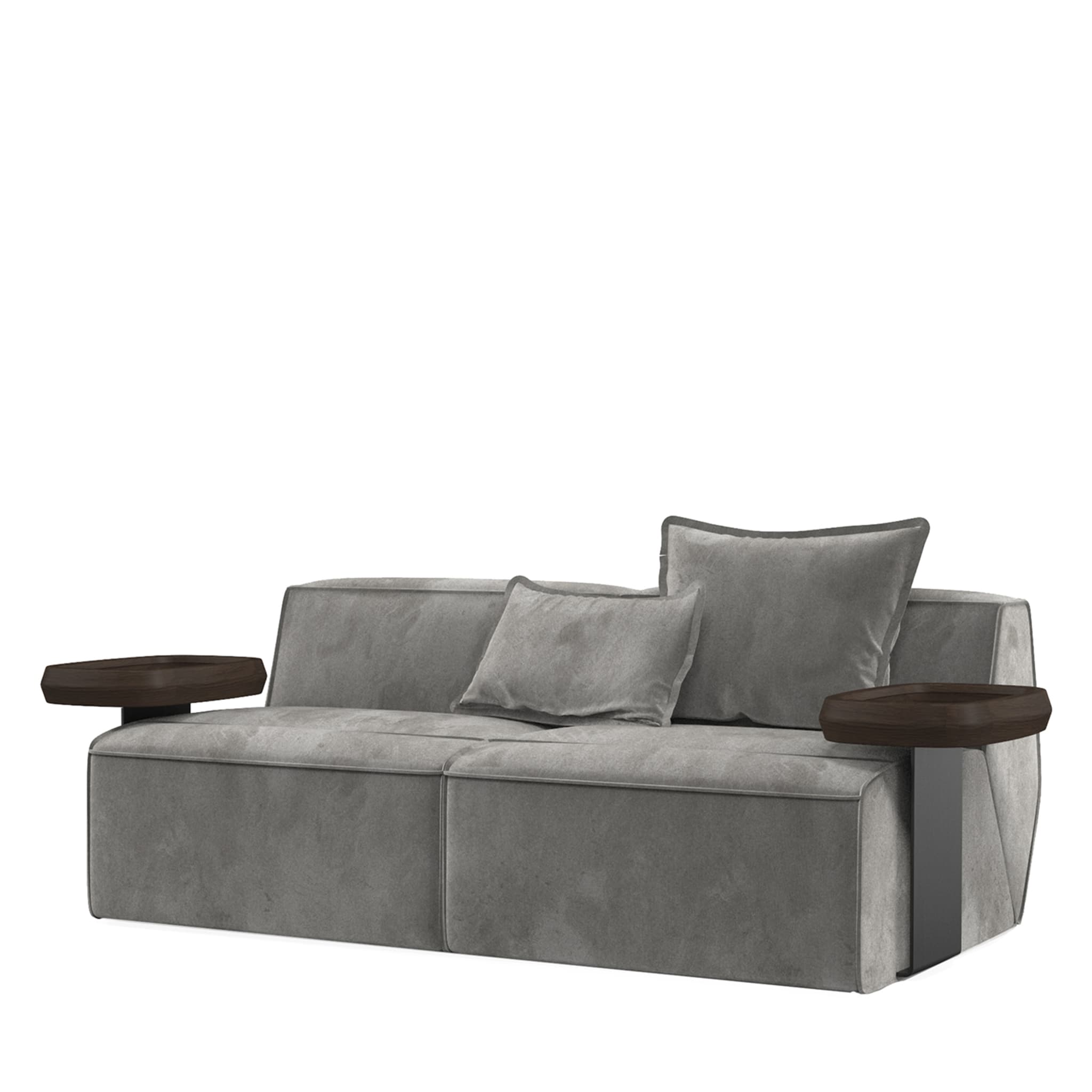 Infinito Small Gray Sofa with Side Tables by Lorenza Bozzoli - Main view