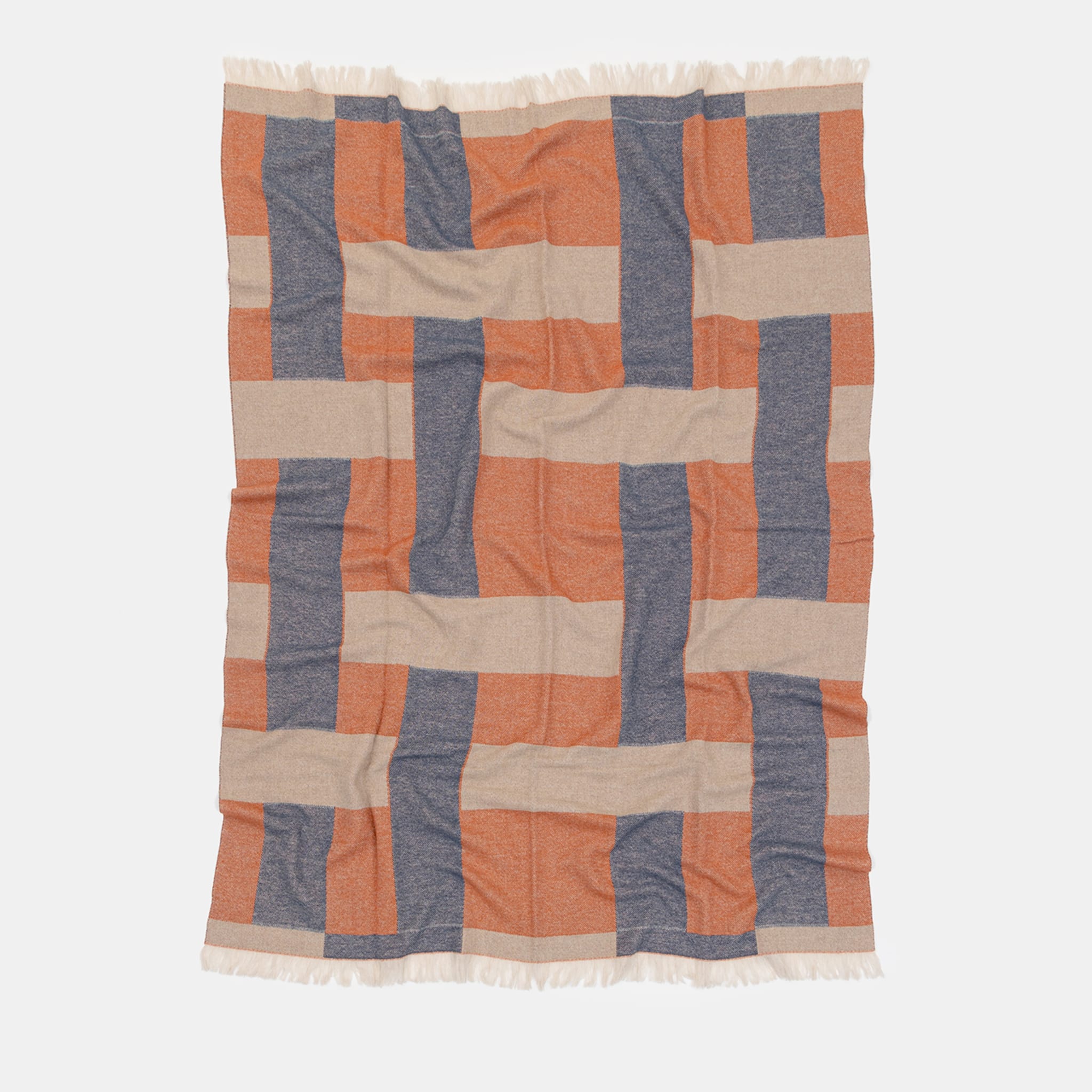 Fringed Intertwined-Patterned Orange Blanket - Alternative view 1