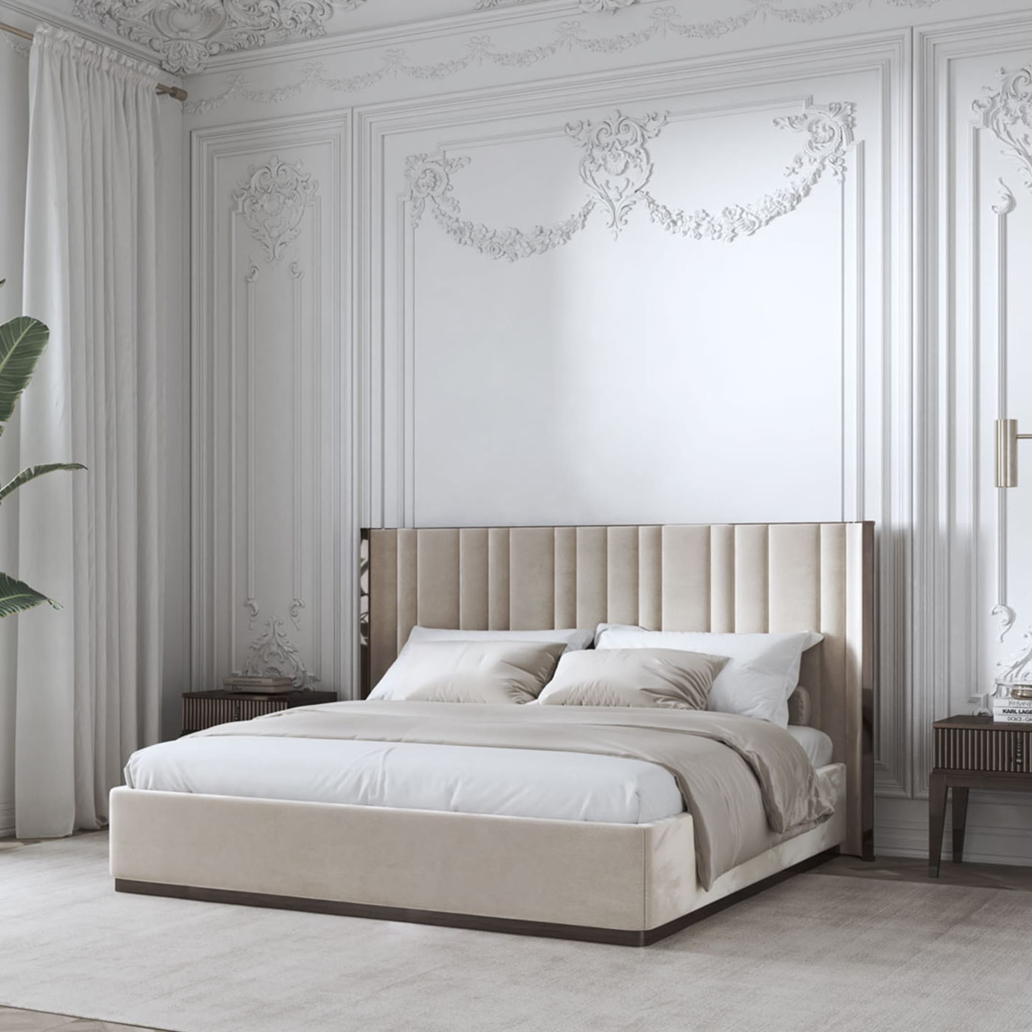  Saga 140 Italian Curved Bed Upholstered In Velvet Fabric - Alternative view 3