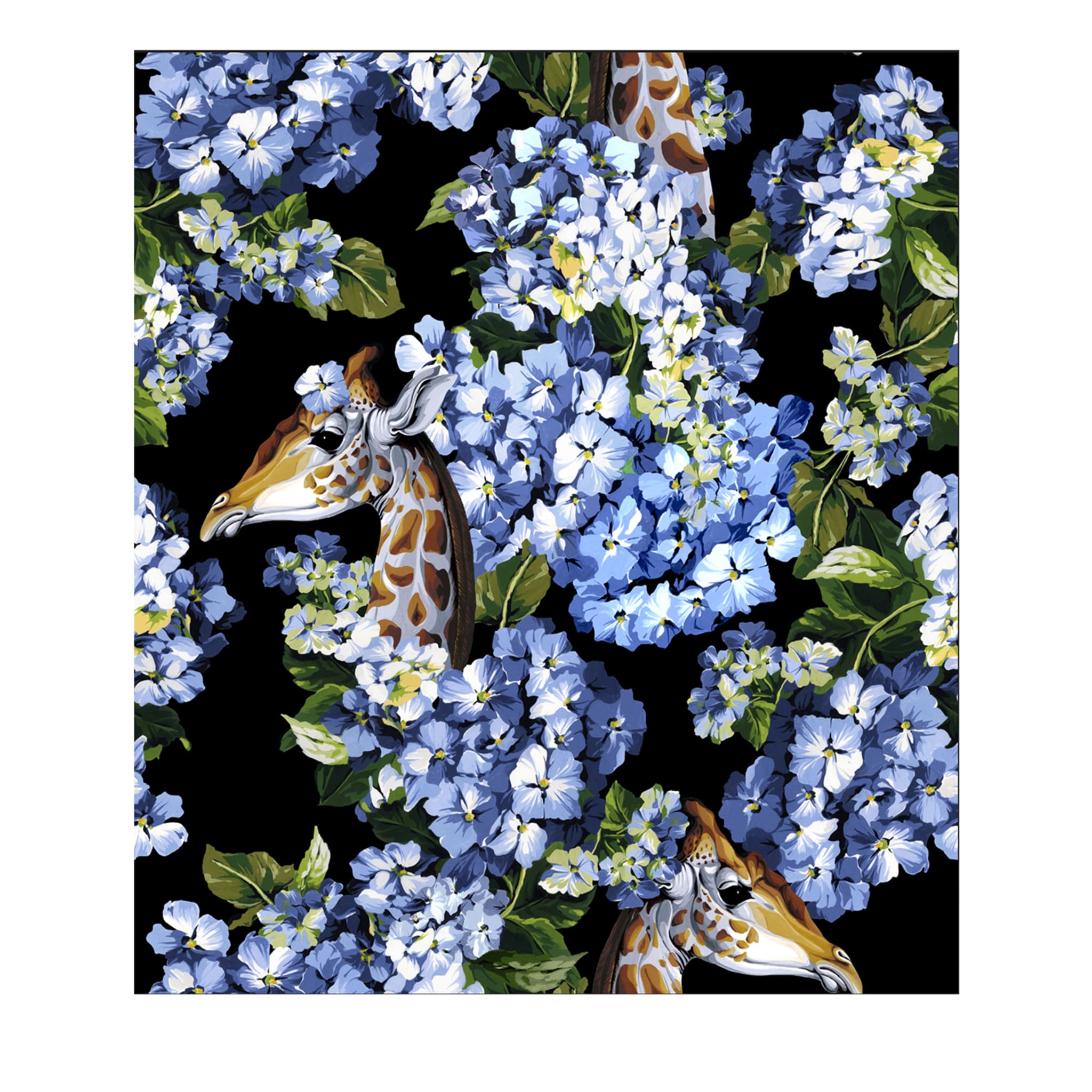 Die Hortense Traum Blau und Schwarz Tapete - Hauptansicht