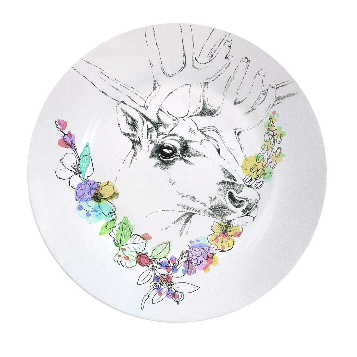 An Ode To The Woods Caribou Dinner Plate - Francesca Colombo
