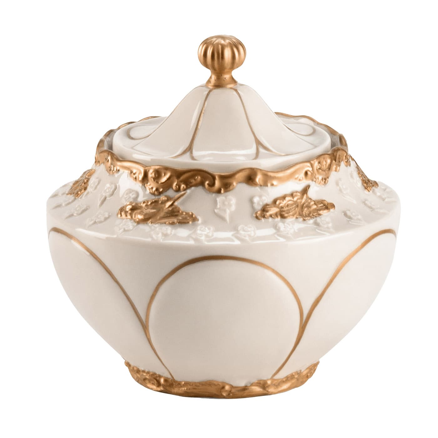 Lucia White & Gold Sugar Bowl [free shipping] Cattin Porcellane - Artemest