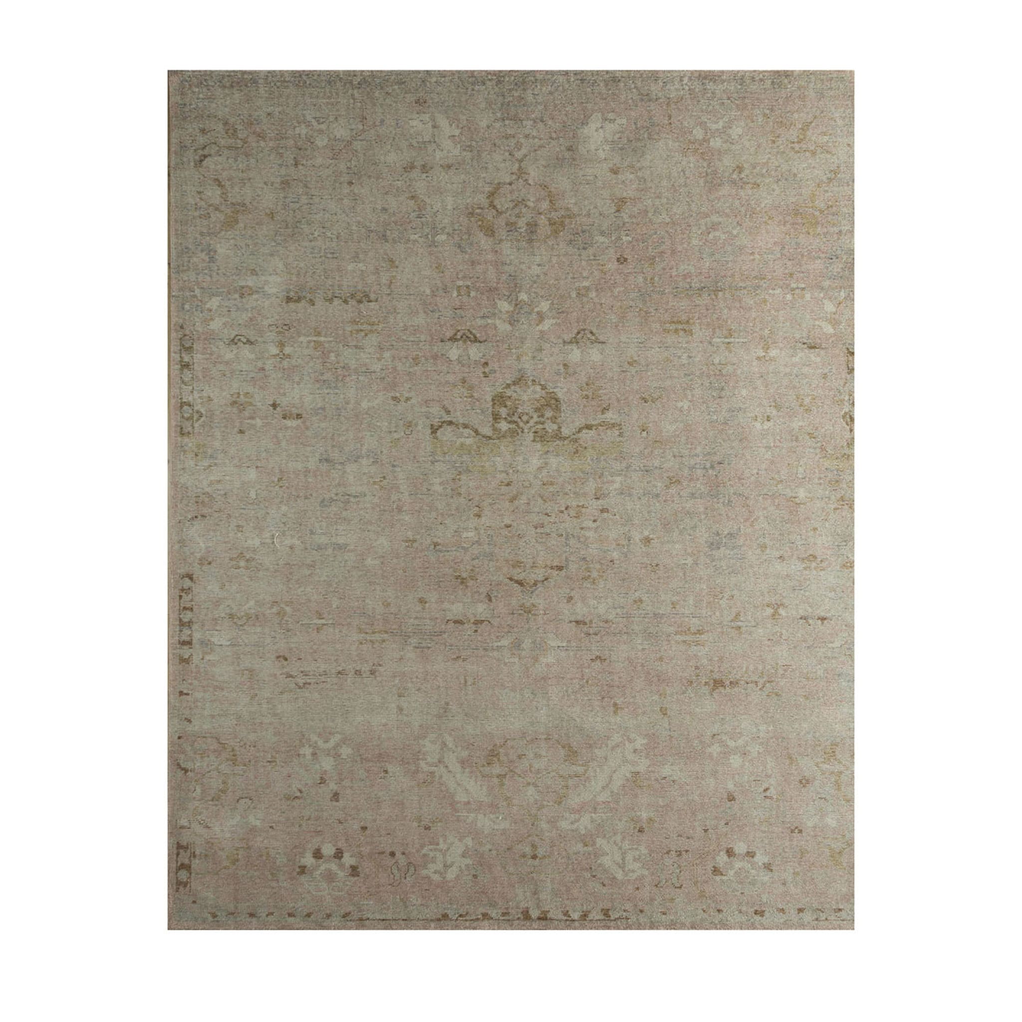 Vintage Finished Hand Knotted Erbe Rug in French Peach and Taupe - Main view