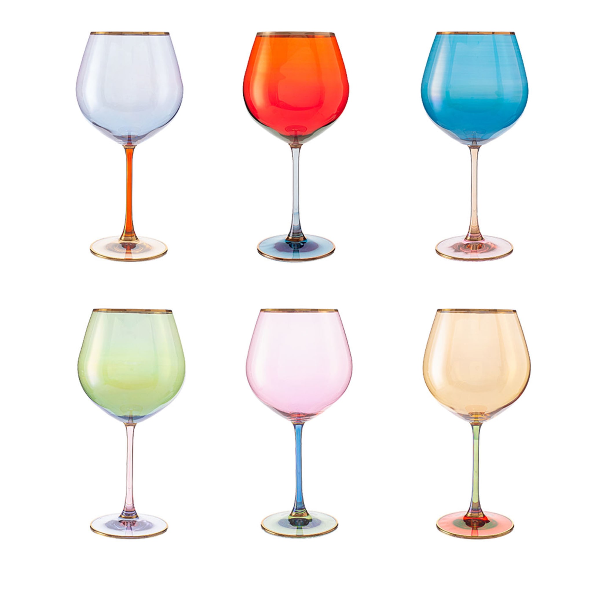 Polychrome Set of 6 Wine Tasting Glasses - Main view
