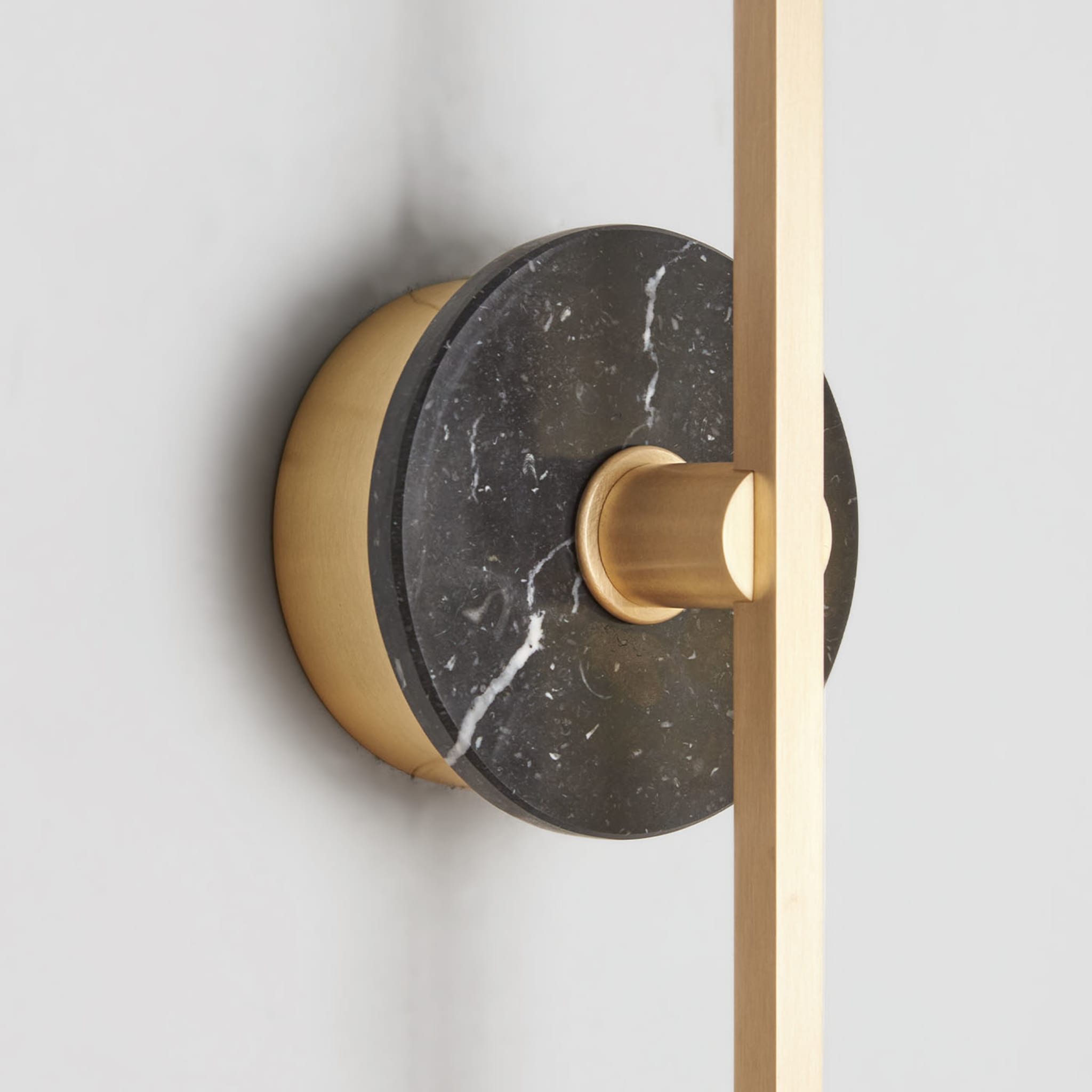 "Essential Grand Stick" Wall Sconce in Satin Brass and Black Marquinha Marble - Alternative view 2