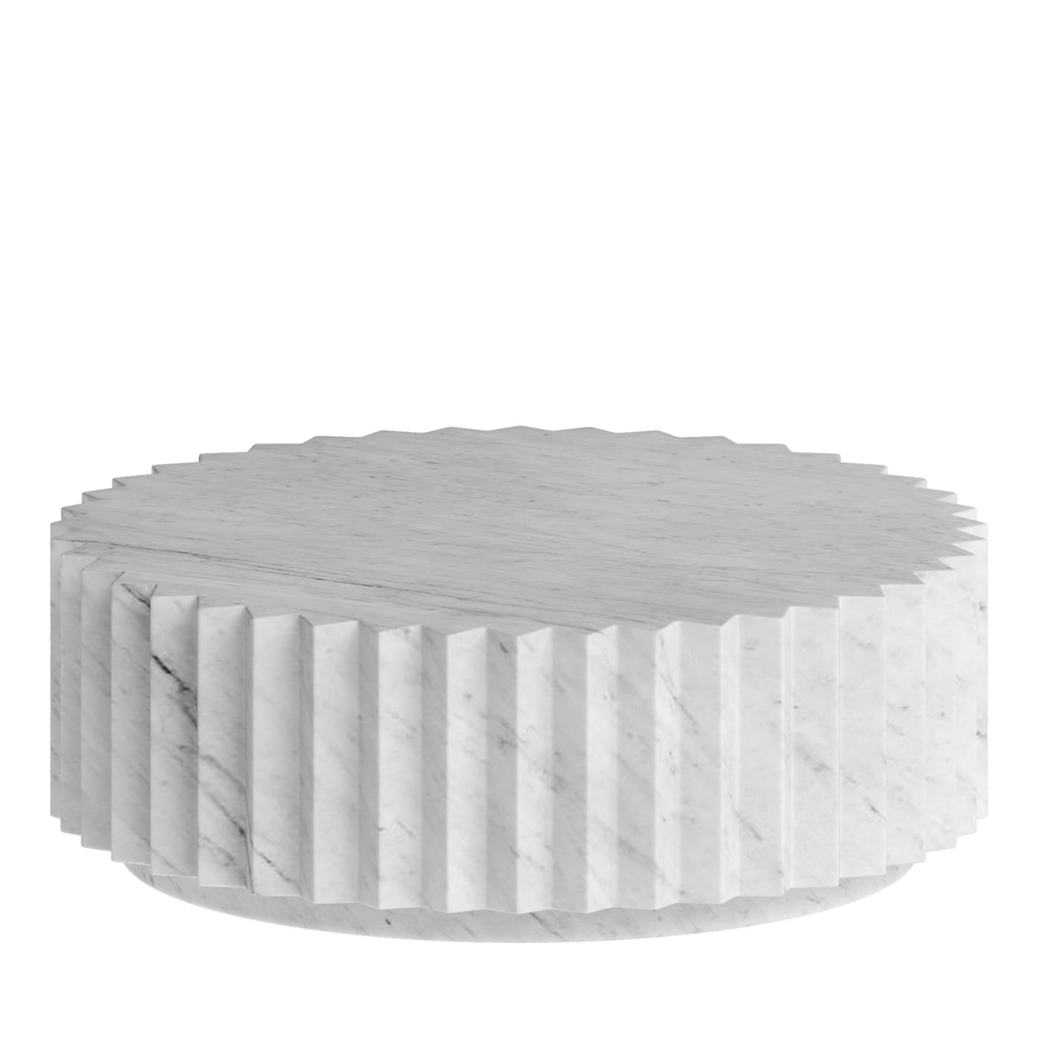 Table basse Doris multifacettes en marbre blanc de Carrare - Vue principale