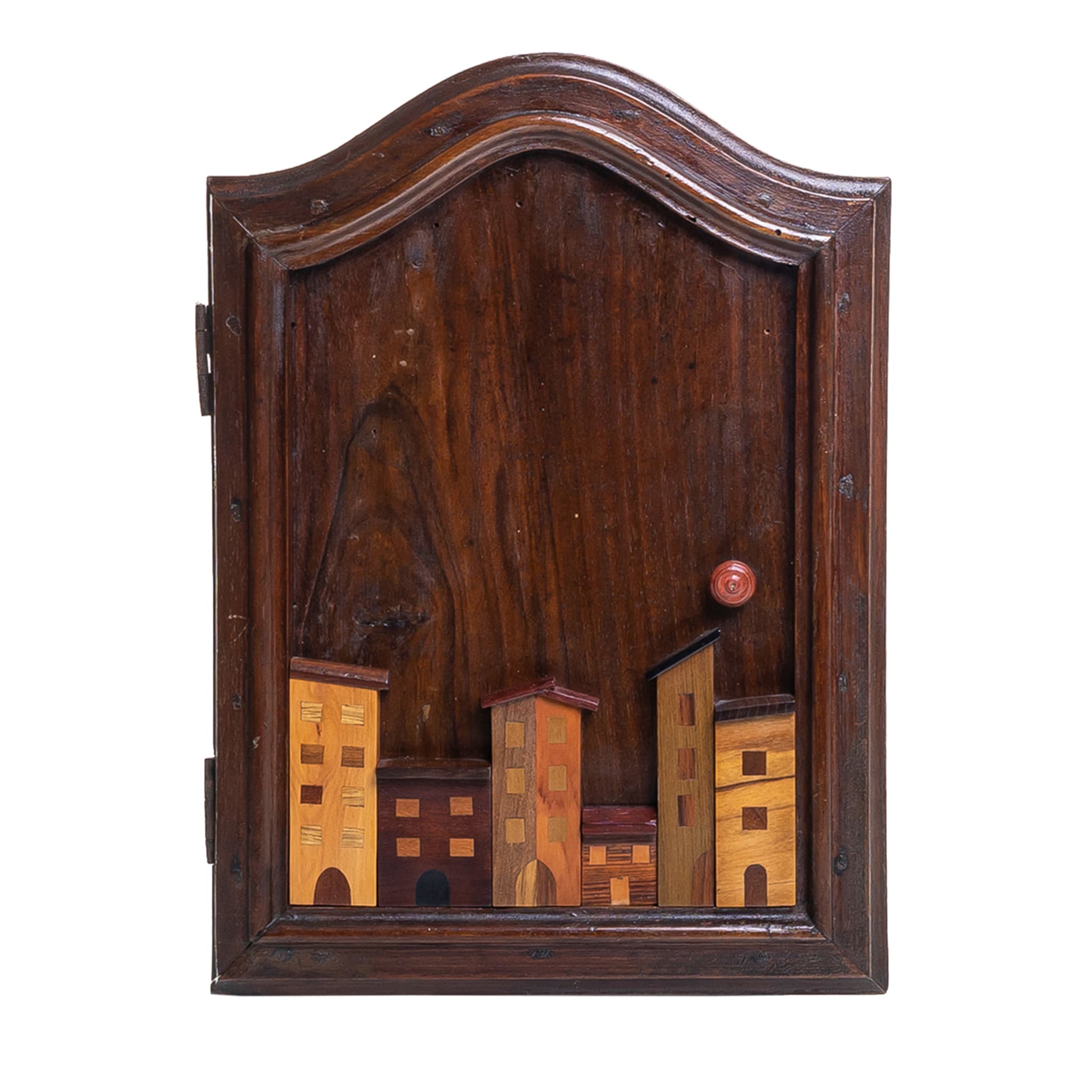 Landscape of Houses in Door Marquetry Panel - Main view