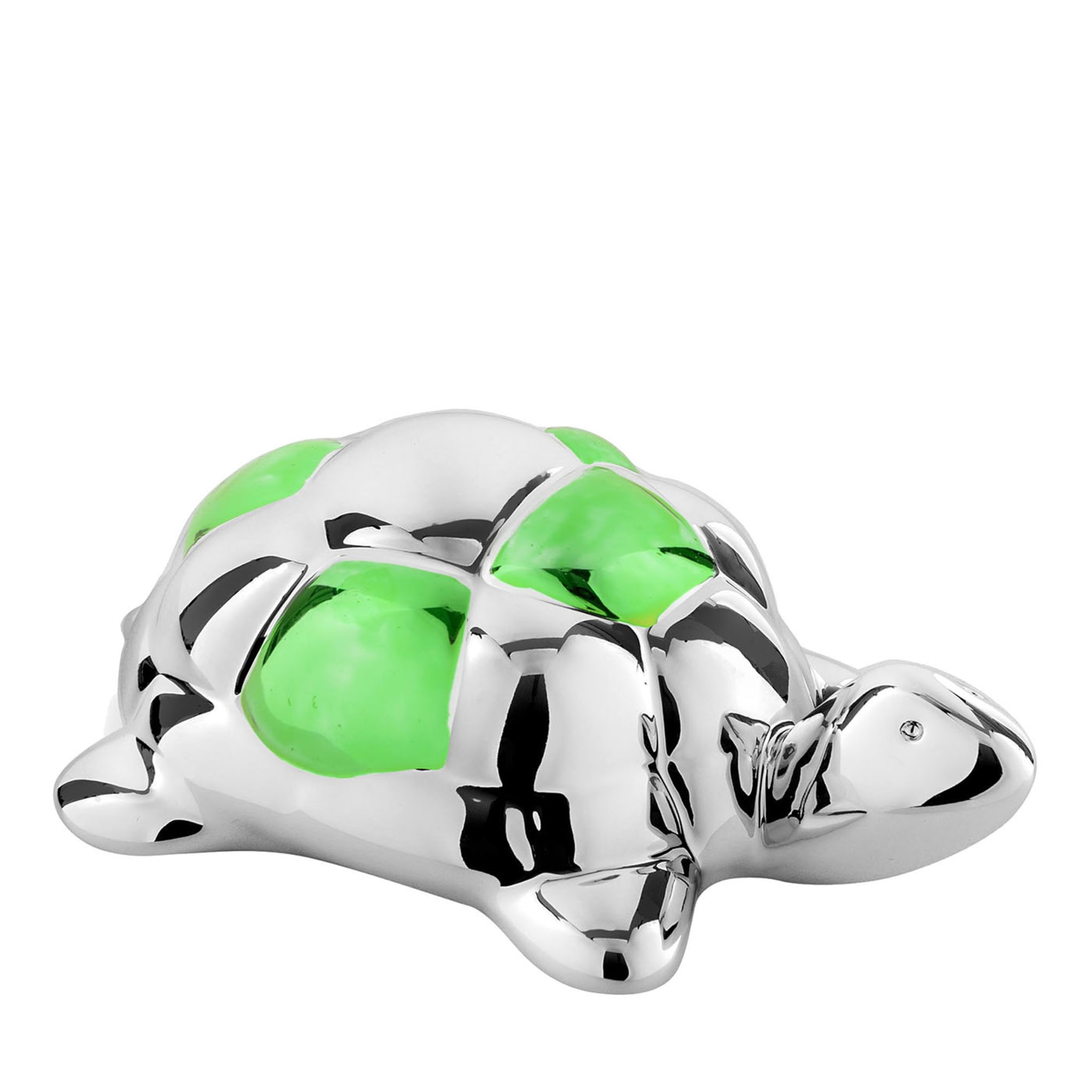 Tartaruga Lunga Vita Figurine en argent et vert - Vue principale