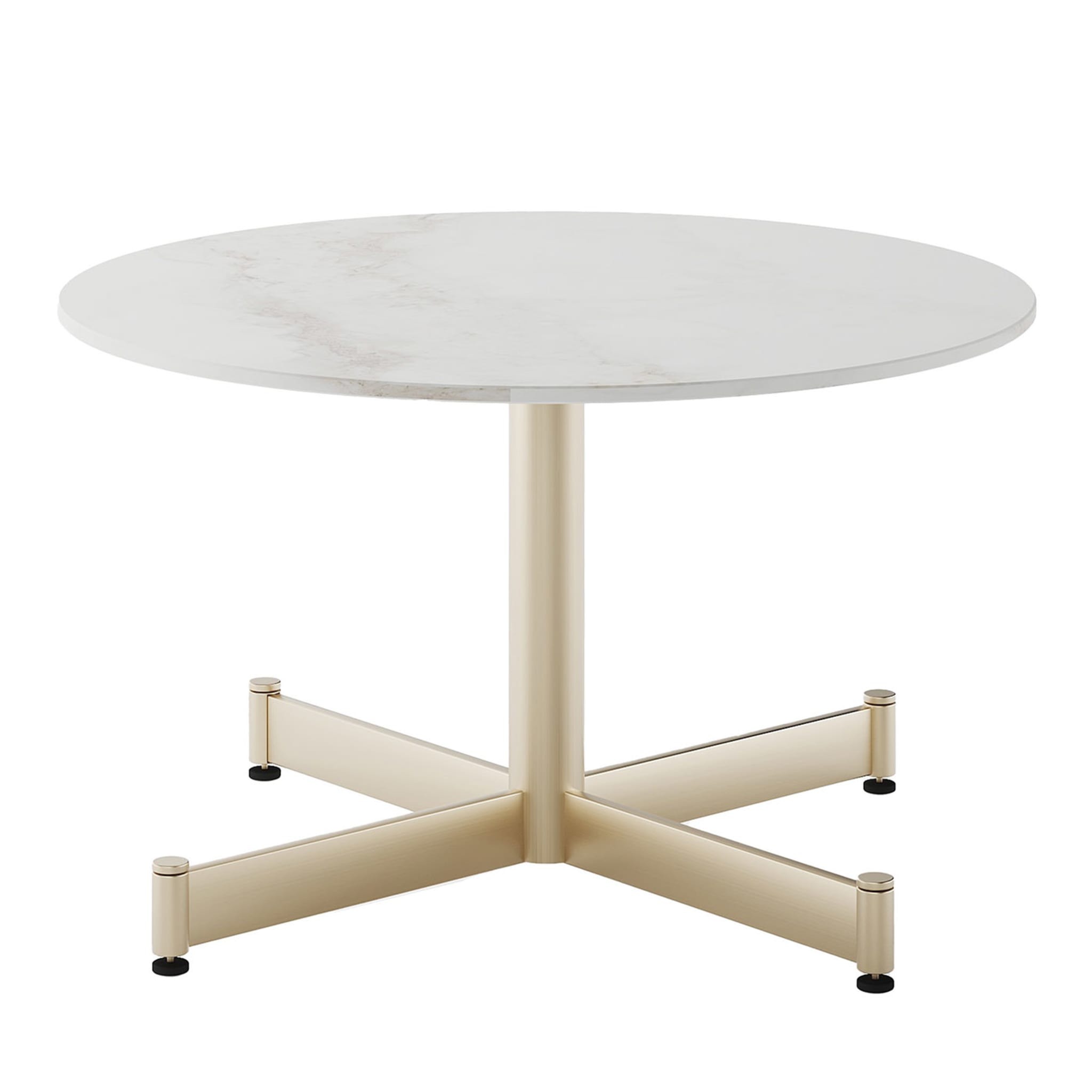 Fly Round White ceramic top & Champagne base coffe Table by Braid Design Lab - Main view