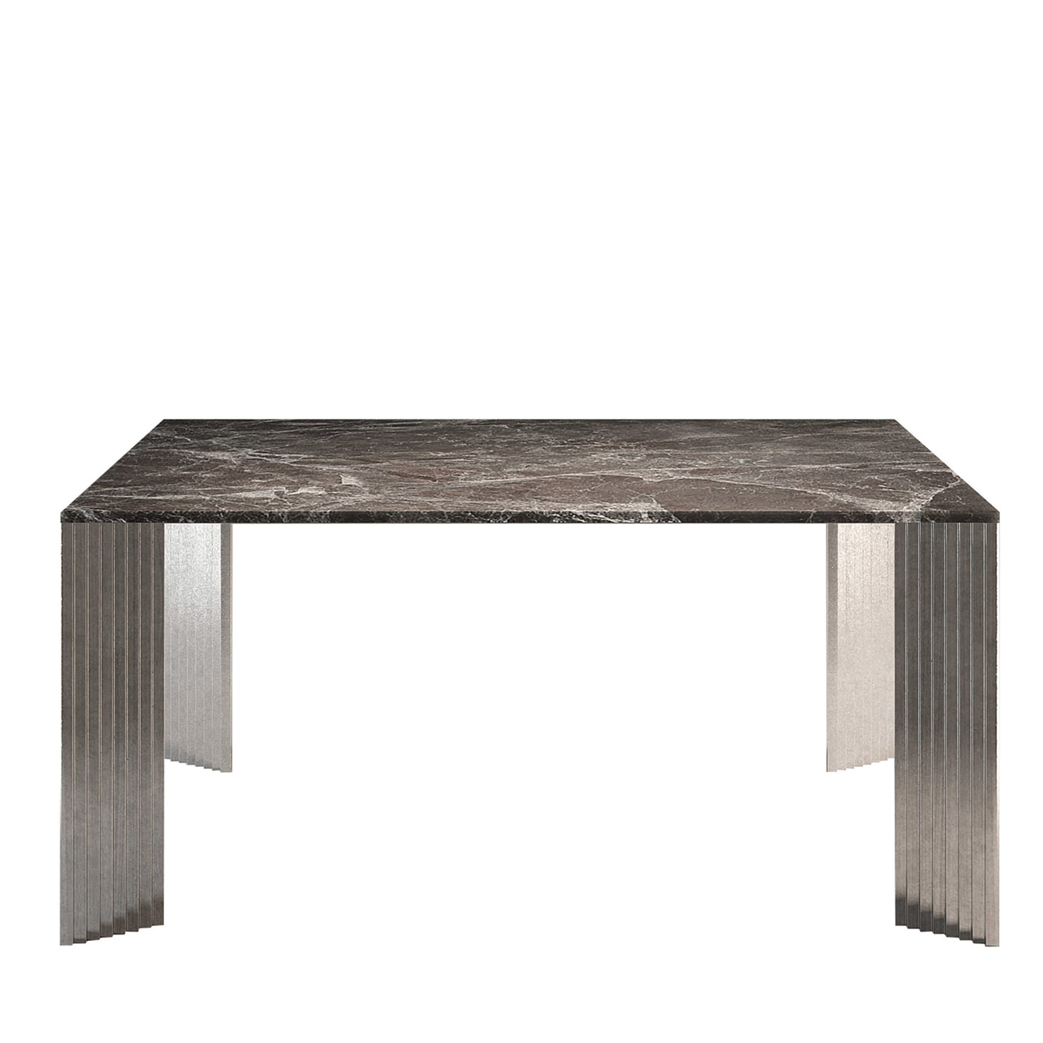 Table de salle à manger Piero Emperador à plateau marbre gris - Vue principale