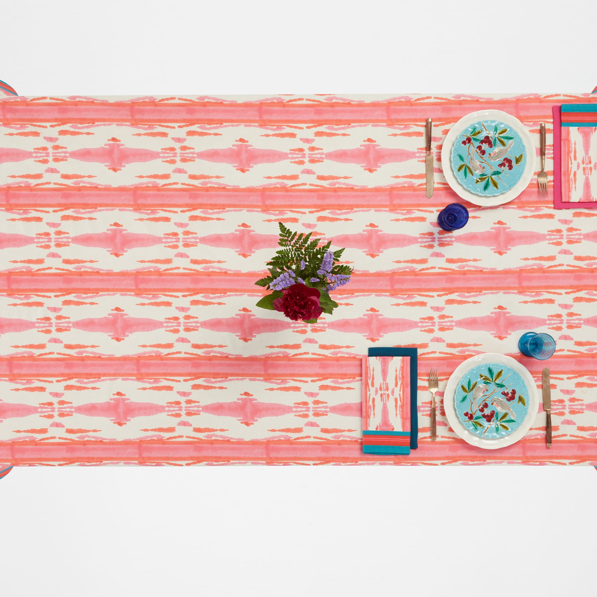 Flame Design Pink Rectangular Tablecloth  - Alternative view 1