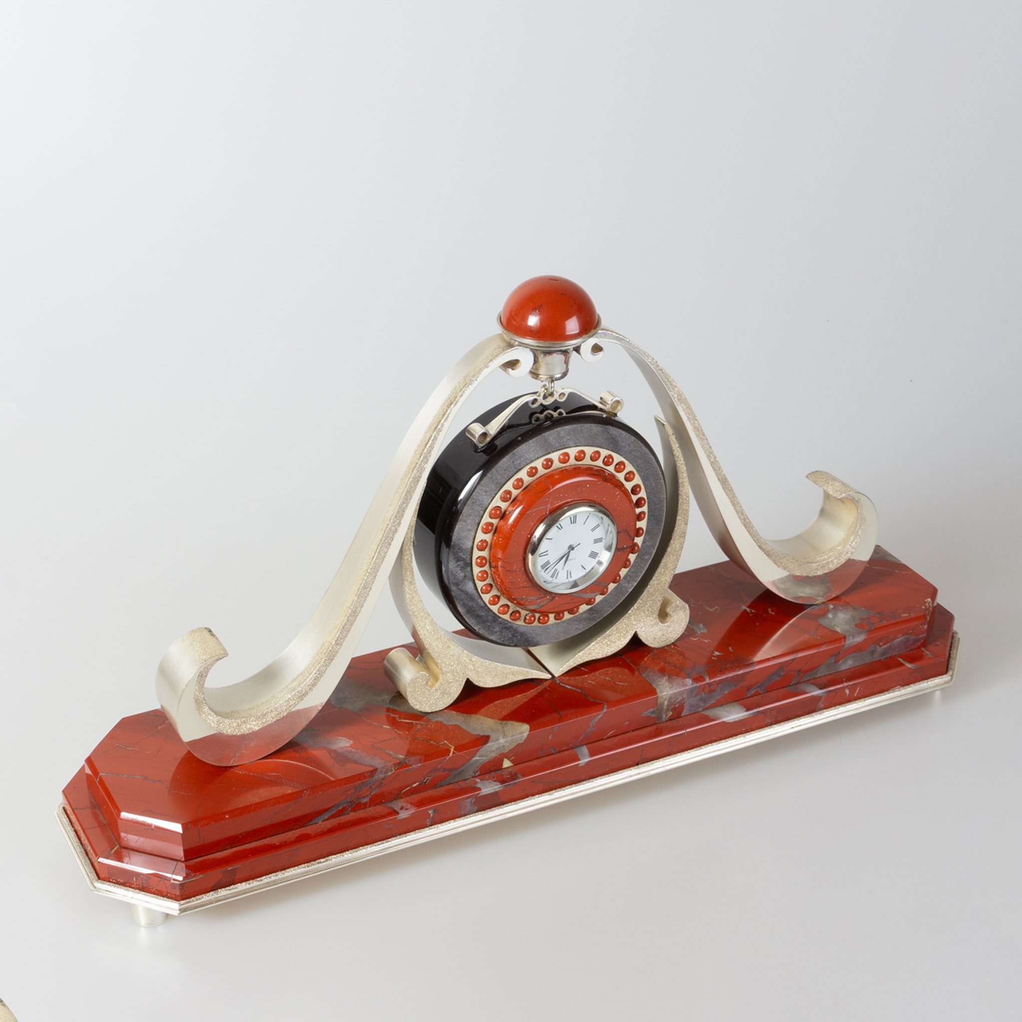 Reloj de escritorio de jaspe rojo, obsidiana y plata - Vista alternativa 2