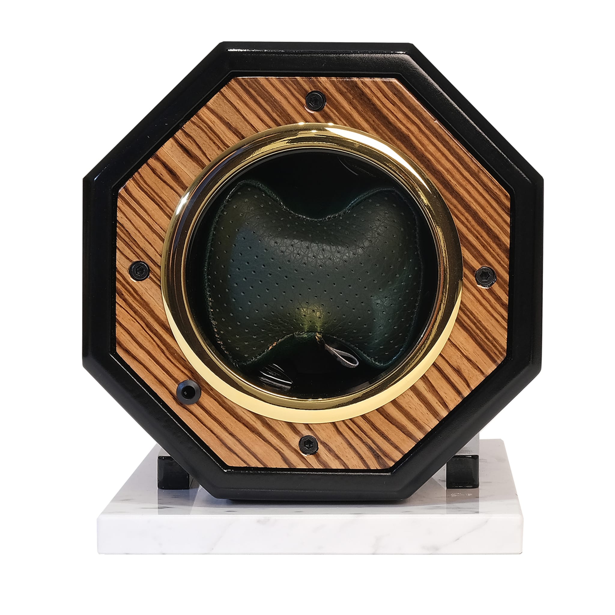 MT Octagon Watch Winder Green Leather & Zebrano Wood  - Main view