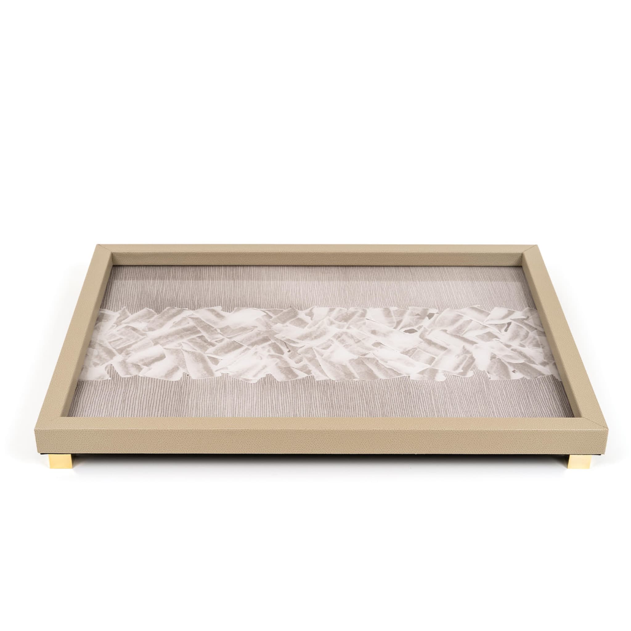 Memo Large Rectangular Footed Taupe Tray - Alternative view 1