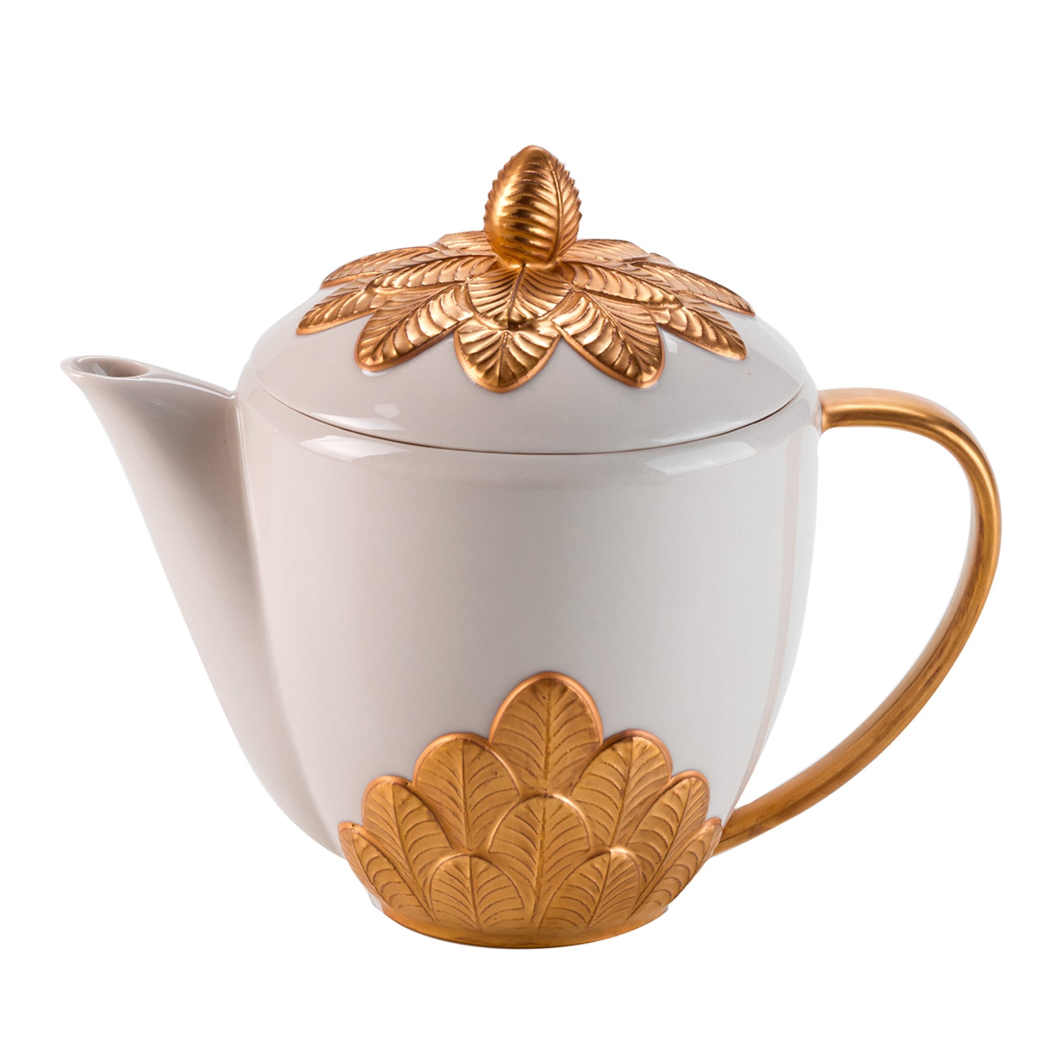 PEACOCK TEA POT - WHITE AND GOLD #2 - Main view