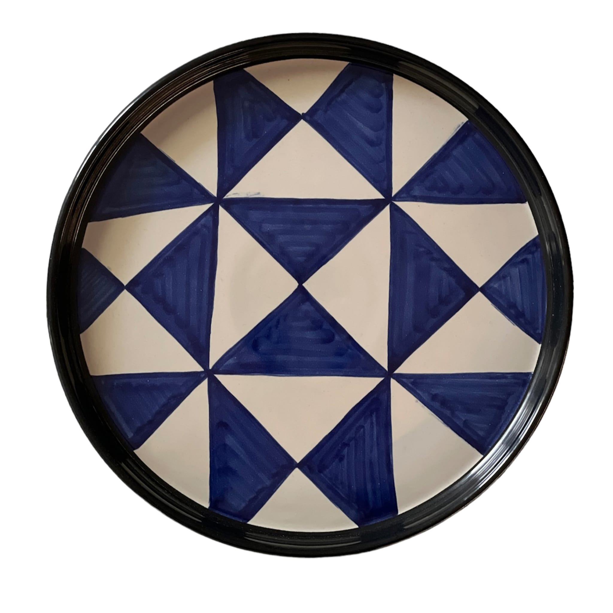 Blaues dreieckiges rundes Tablett - Hauptansicht