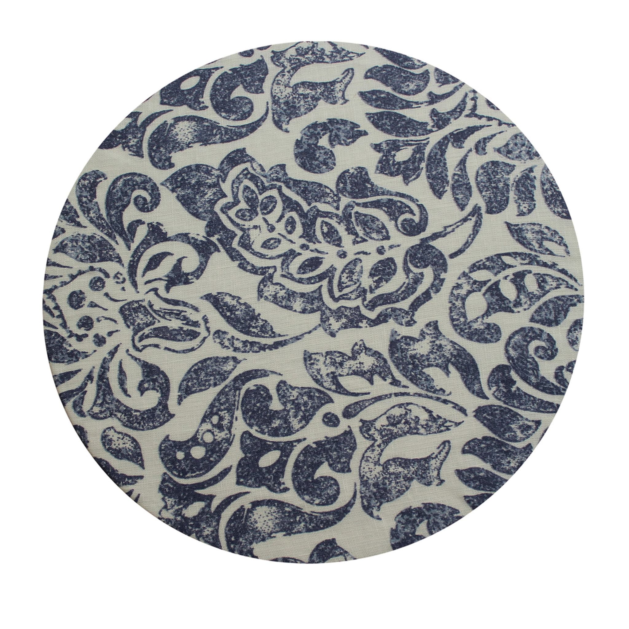 Cuffietta Large Round Damask White & Periwinkle Placemat - Main view