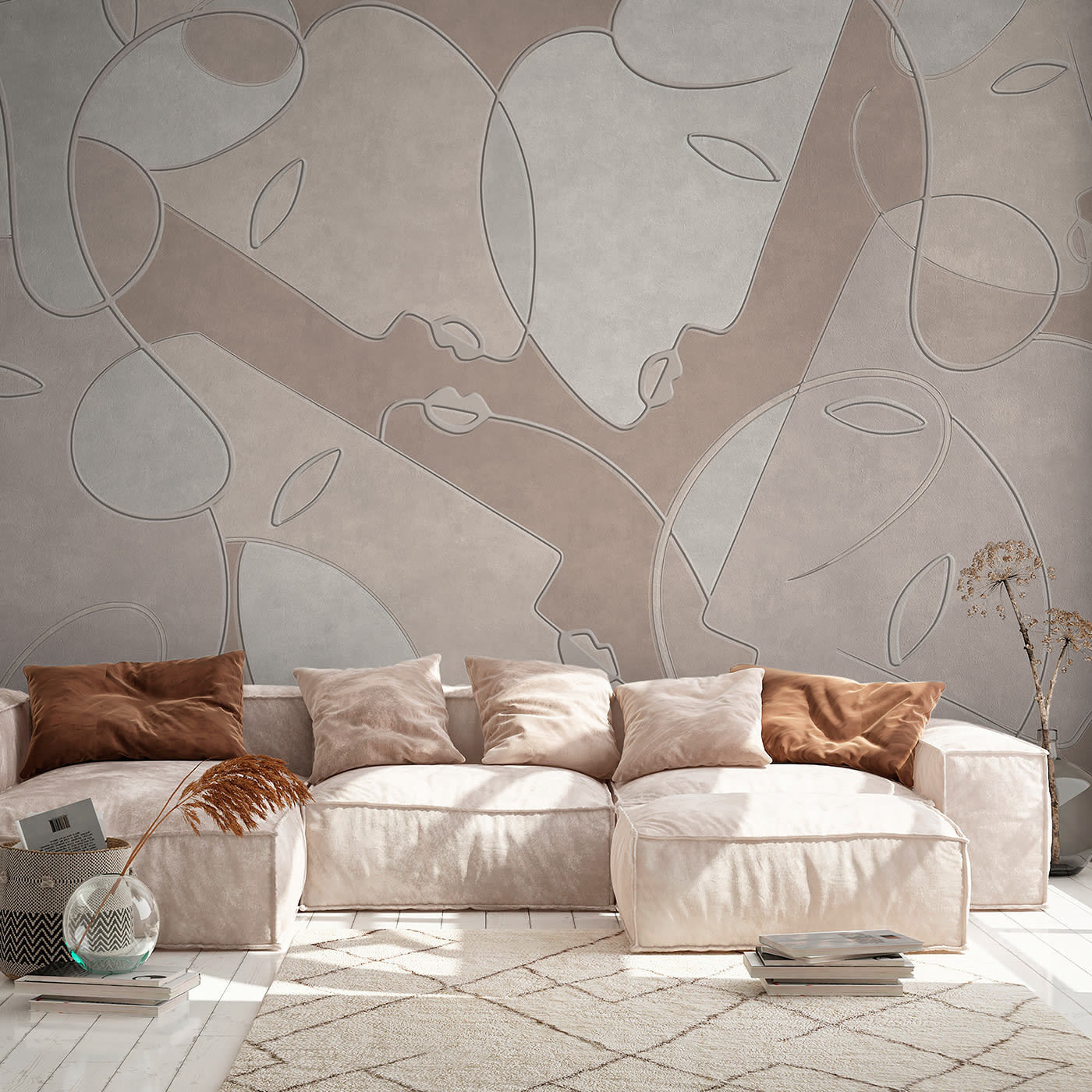 Heart beats warm hues textured wallpaper - Affreschi & Affreschi