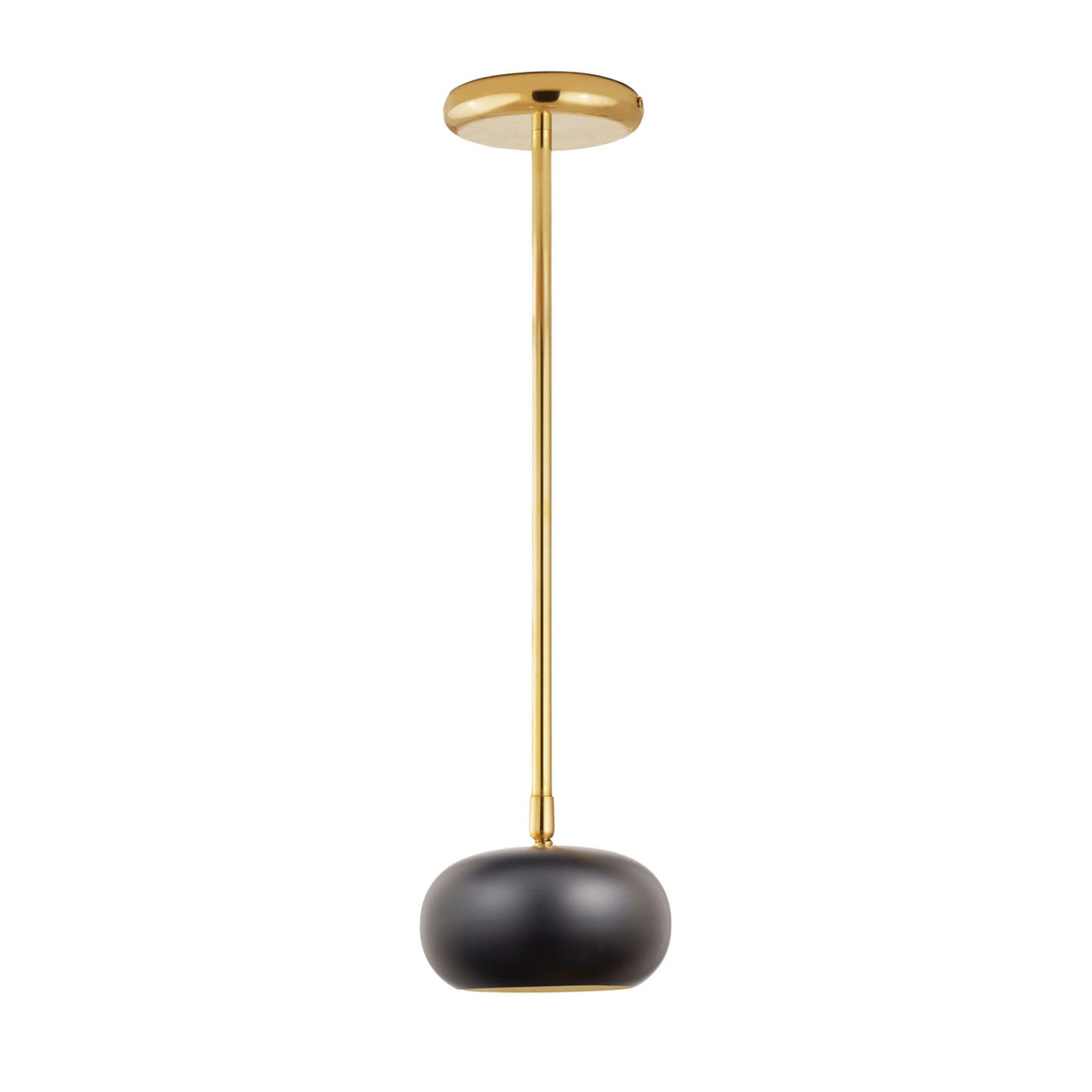 Gea Brass Spotlight with Black Lampshade Pendant - Main view