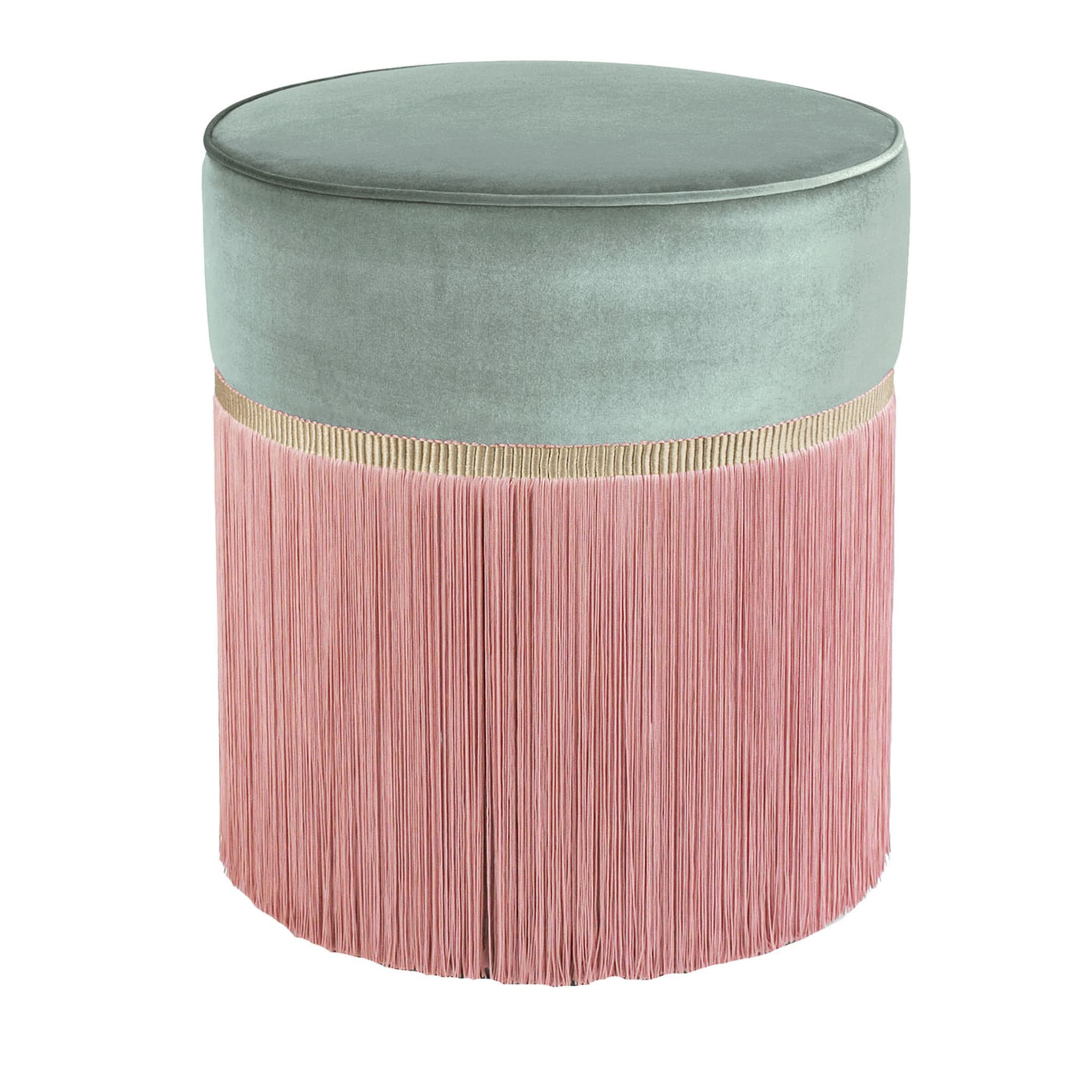 Mint and Pink Couture Geometric Bicolor Pouf - Main view